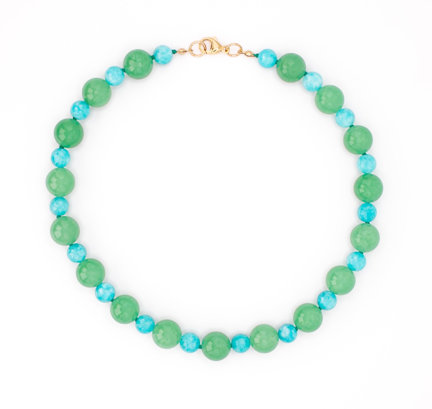 Peacock Necklace in Aventurine and Amazonite