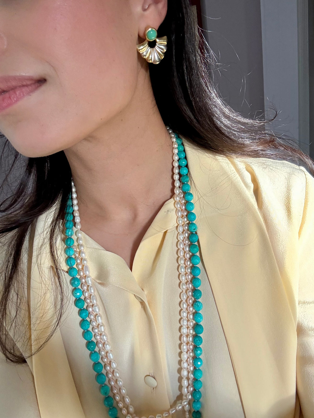 Cyra Long Turquoise Necklace