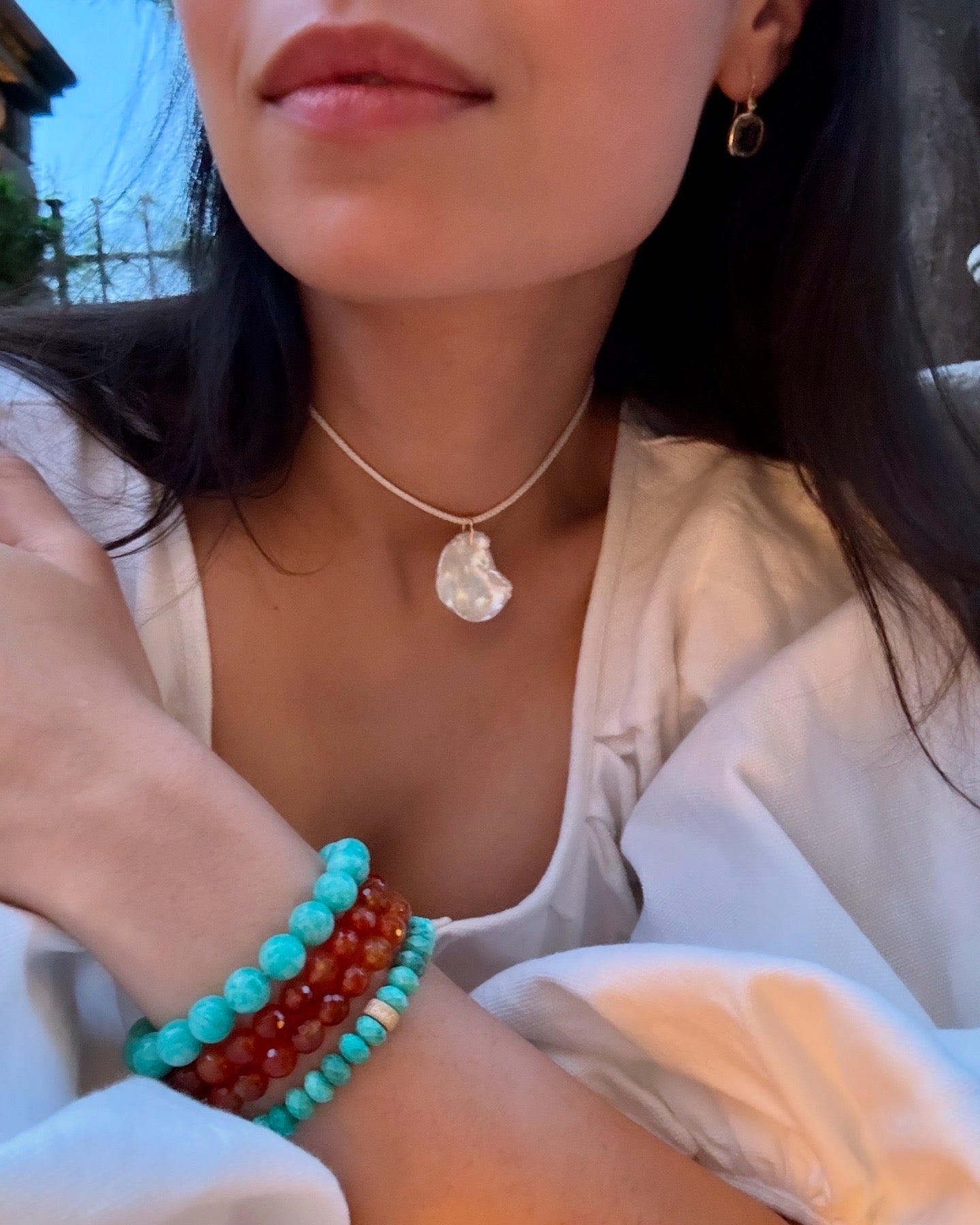 Turquoise Rondelle Beaded Stretch Bracelet