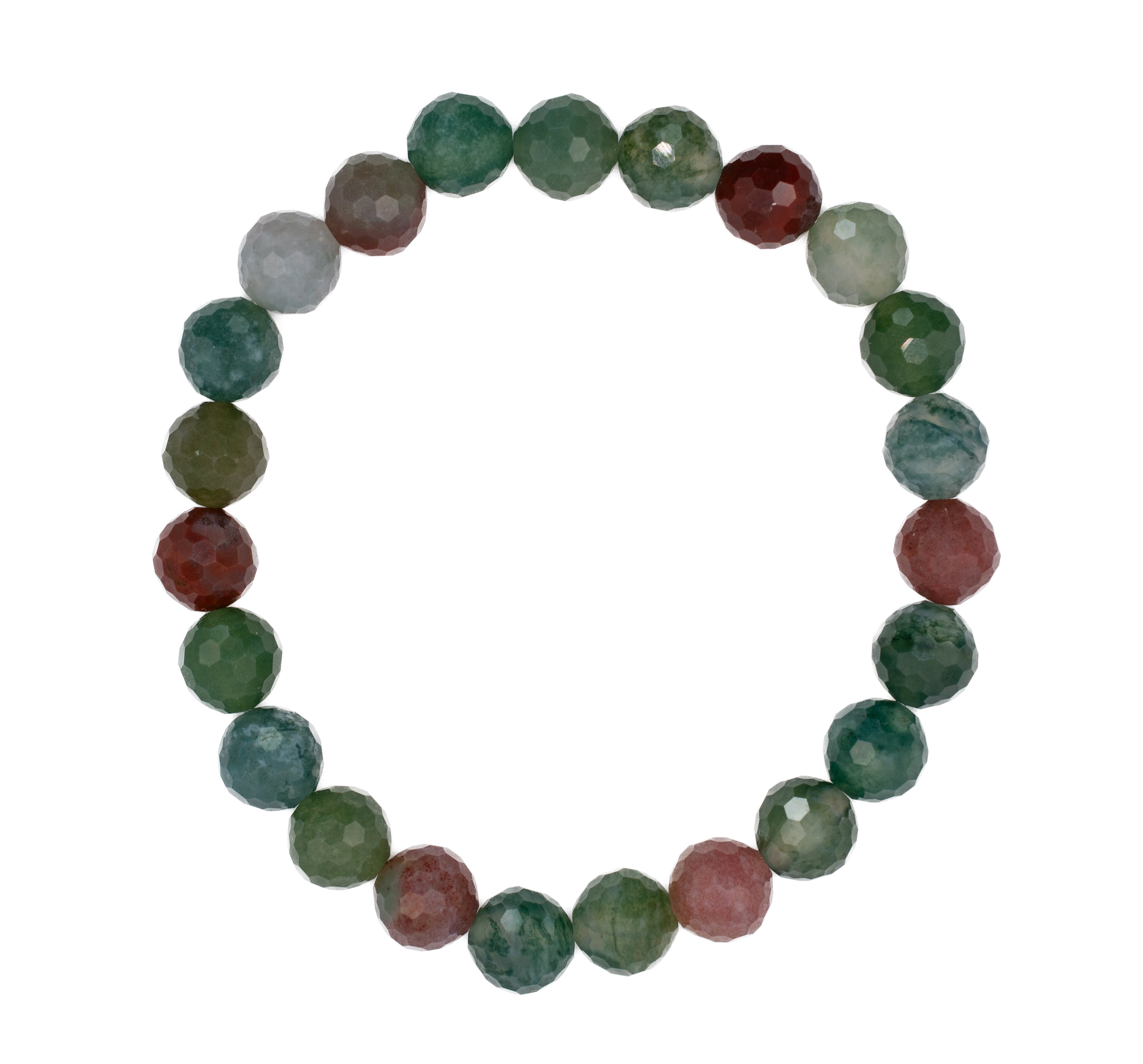 Indian Agate Faceted Beaded Stretch Bracelet