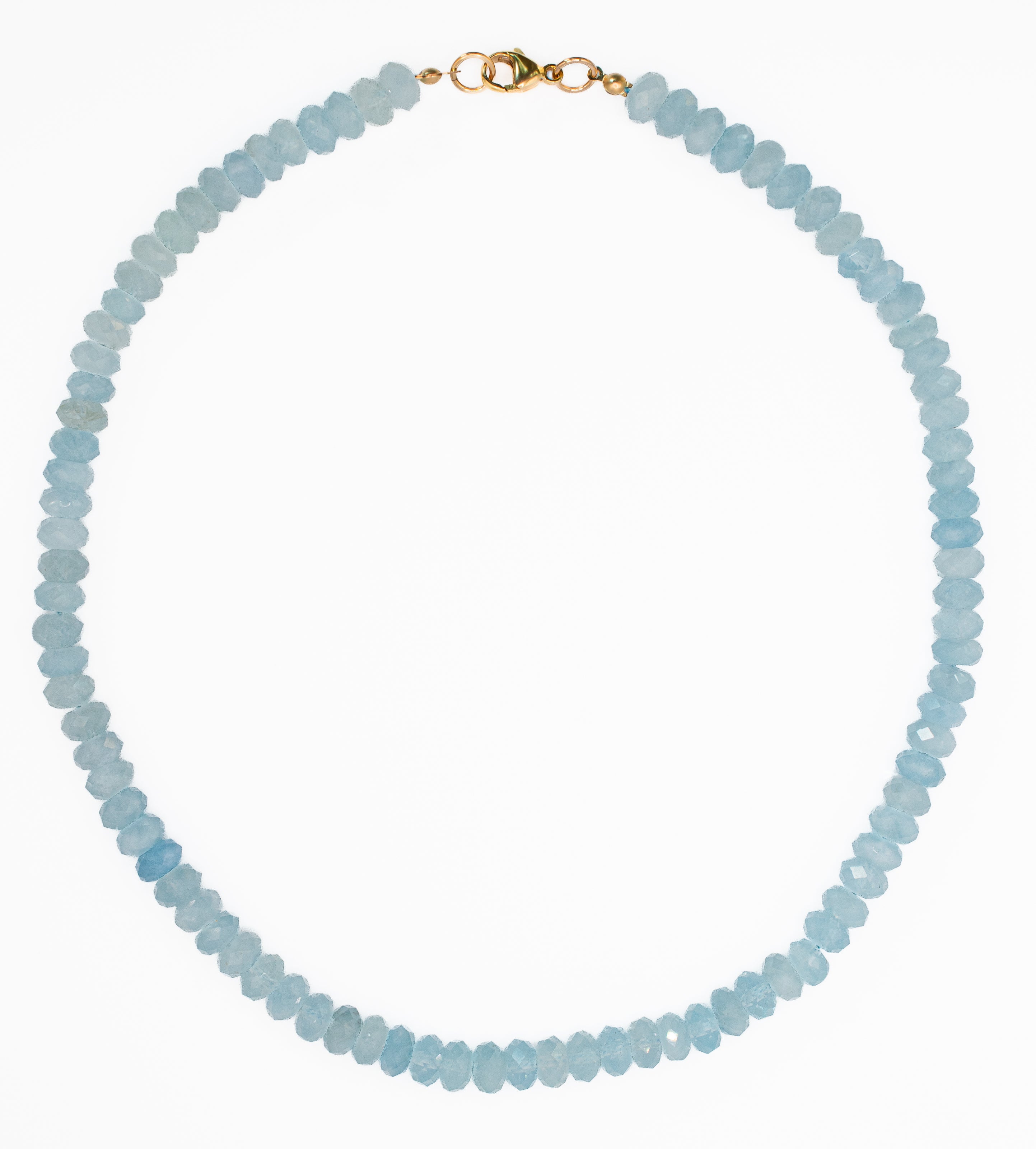 Shiny faceted Aquamarine rondelle necklace