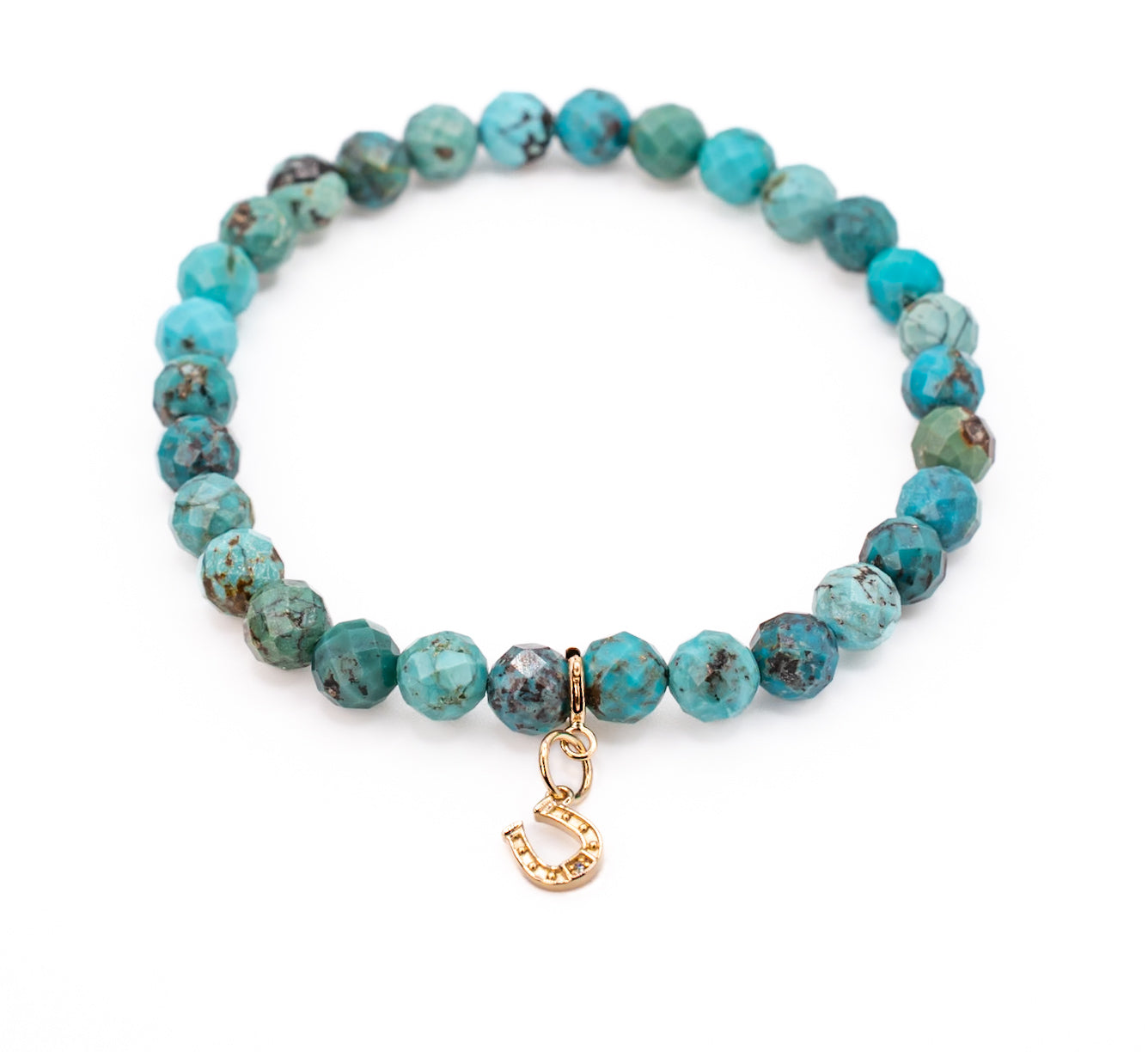14K Gold and Diamond Horseshoe on Turquoise