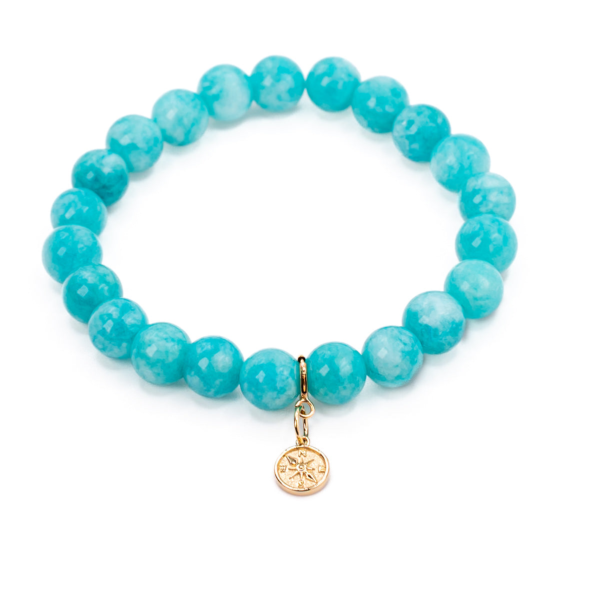 14K Gold North Star Charm on Amazonite