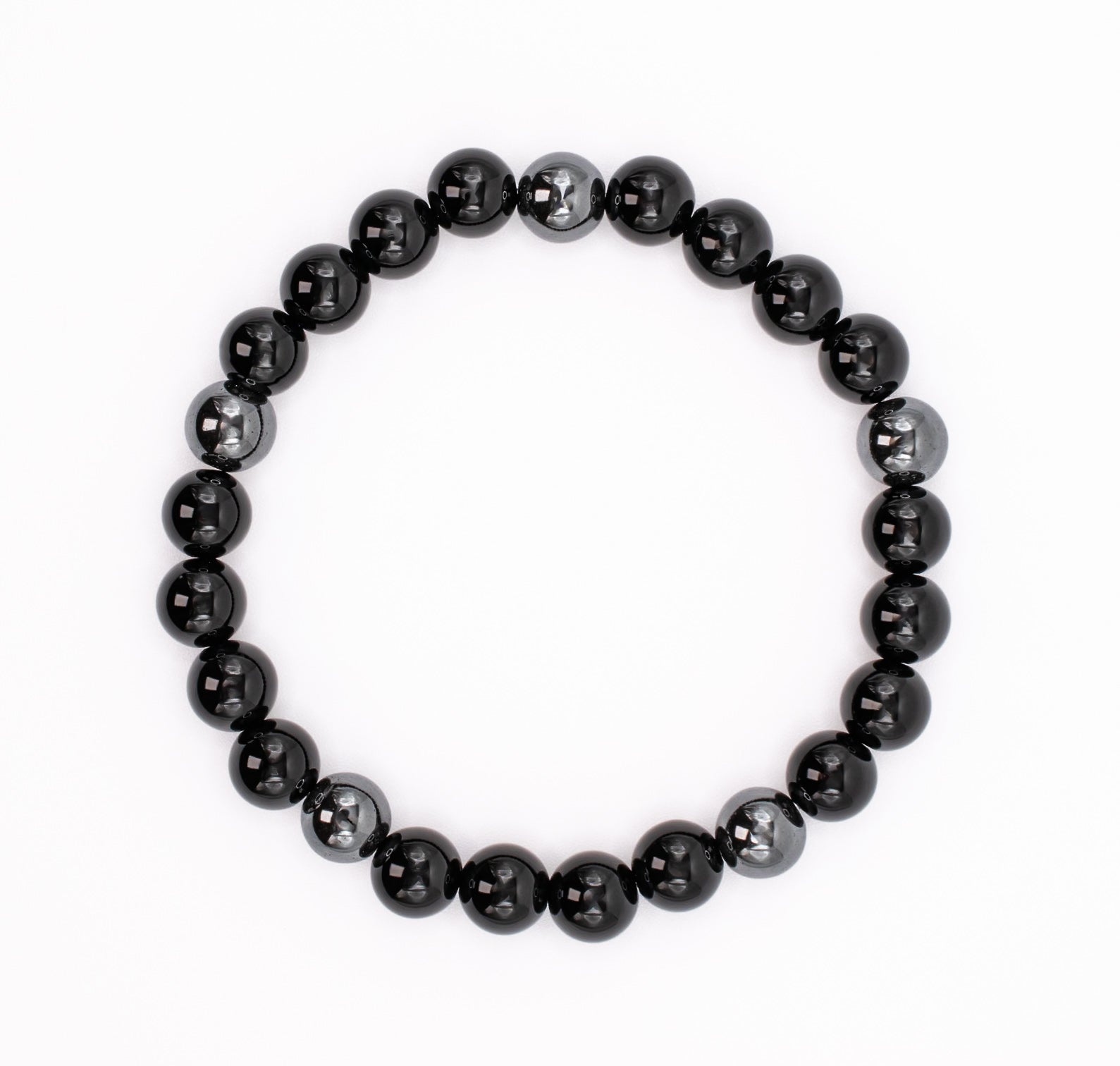 Black Onyx and Hematite Beaded Stretch Bracelet