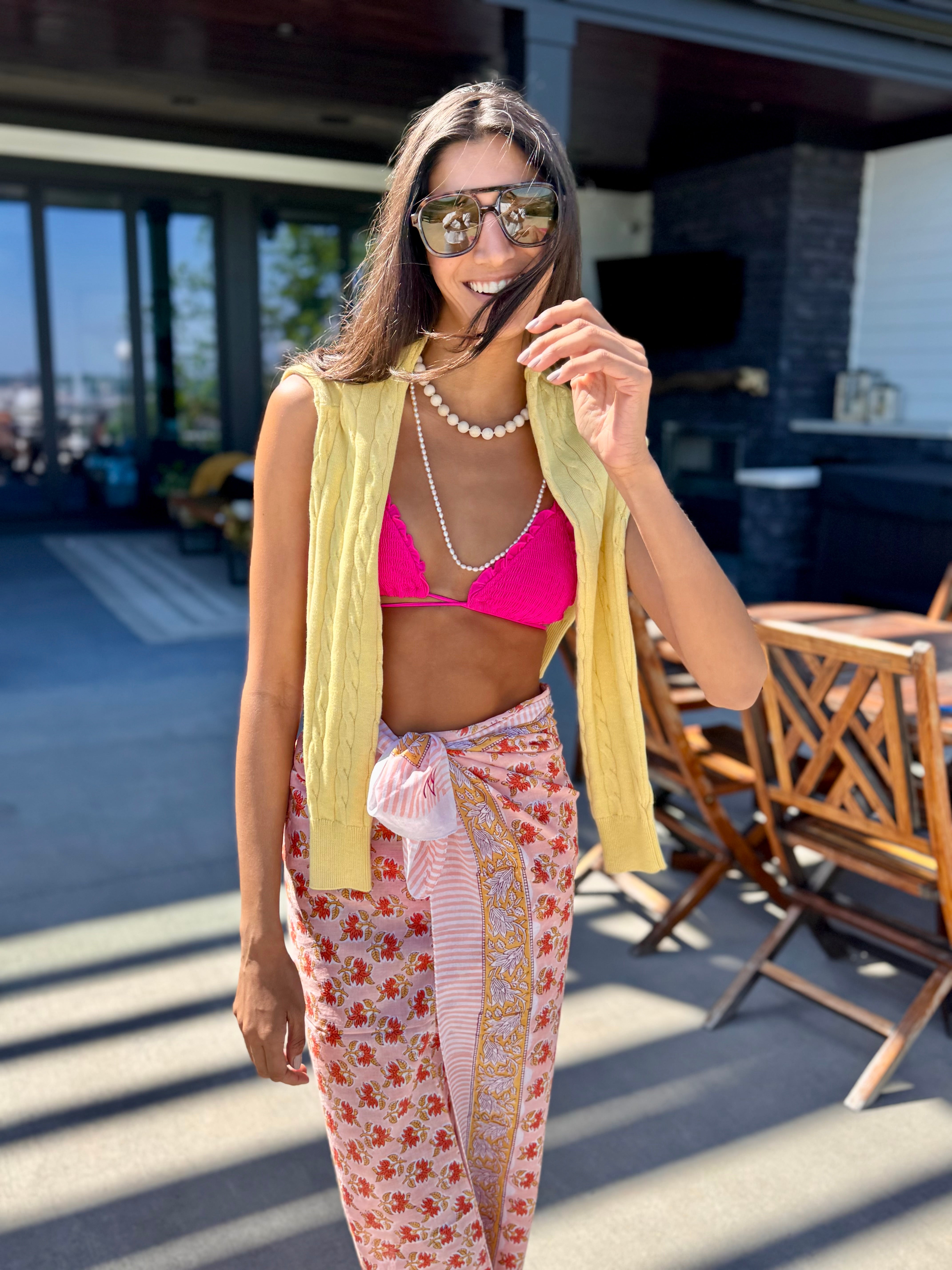Block Print Pareo in Creamsicle