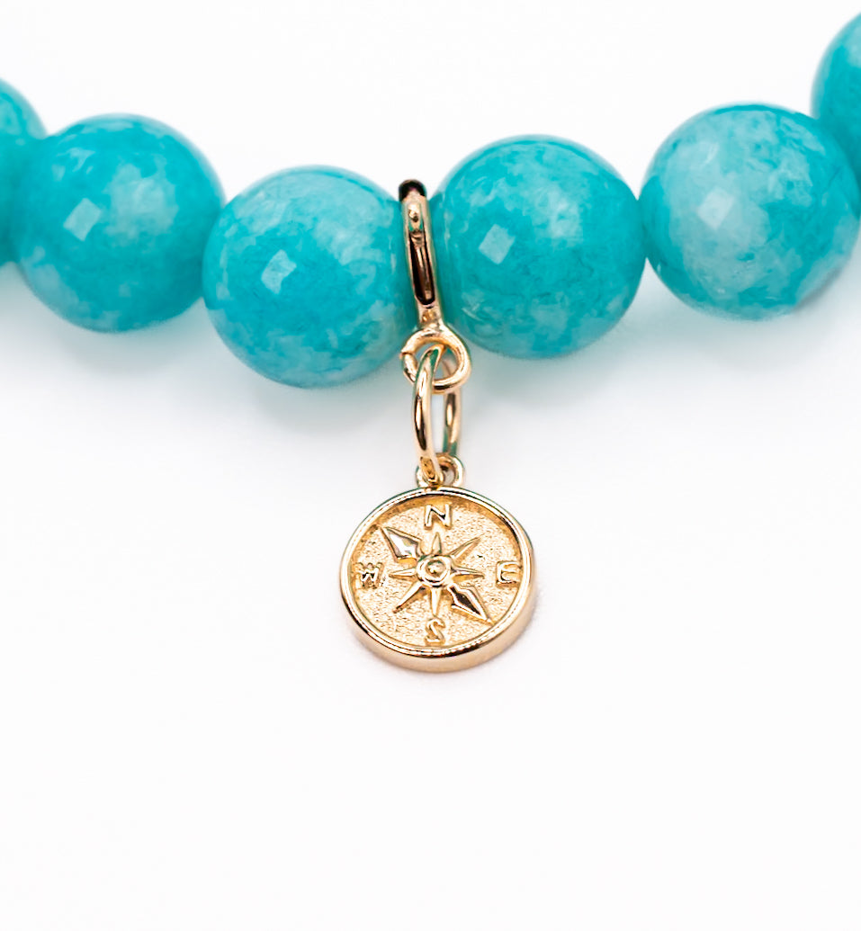 14K Gold North Star Charm on Amazonite