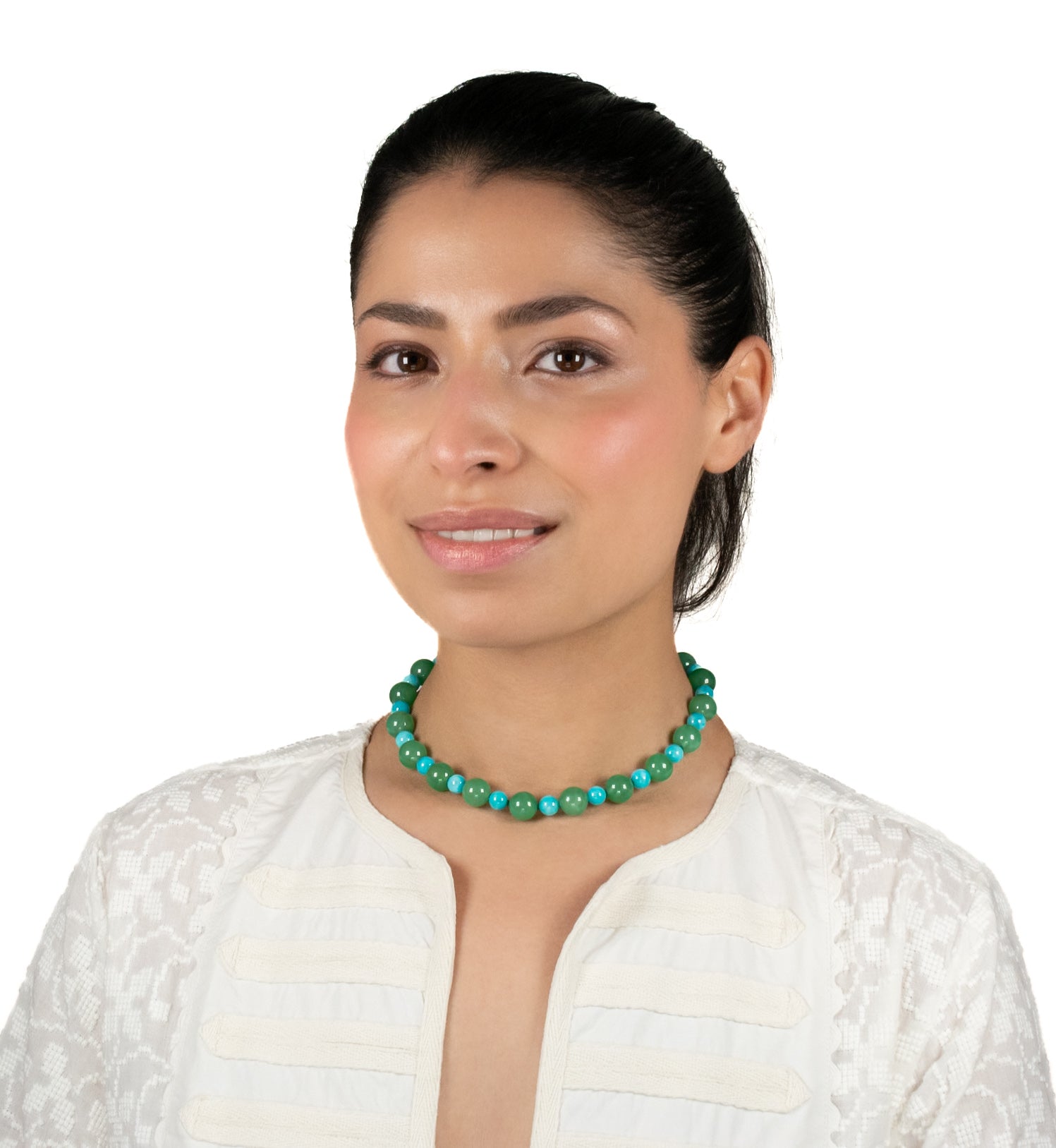 Peacock Necklace in Aventurine and Amazonite