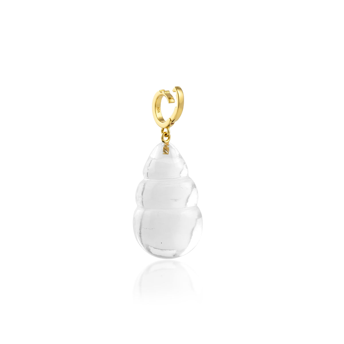 Clear Quartz Hand Carved Shell Clip On Pendant