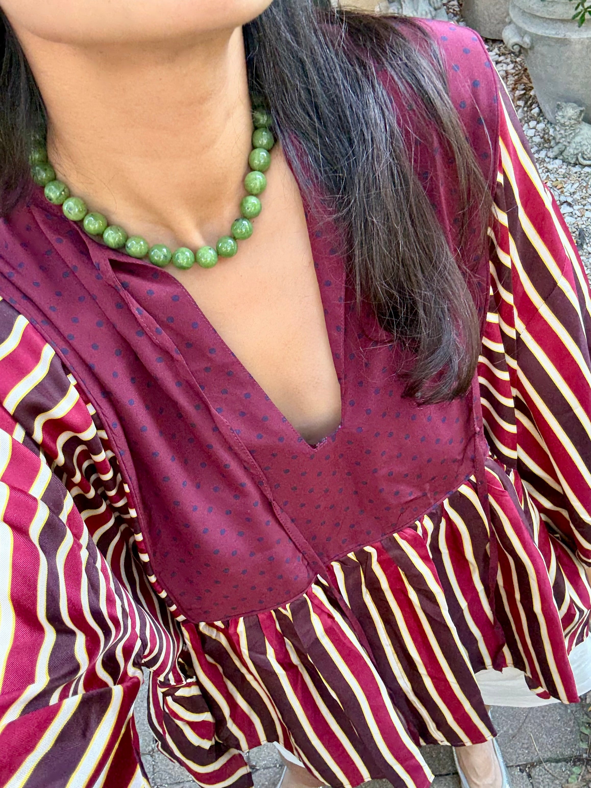 Clemmie Necklace in Green Jade