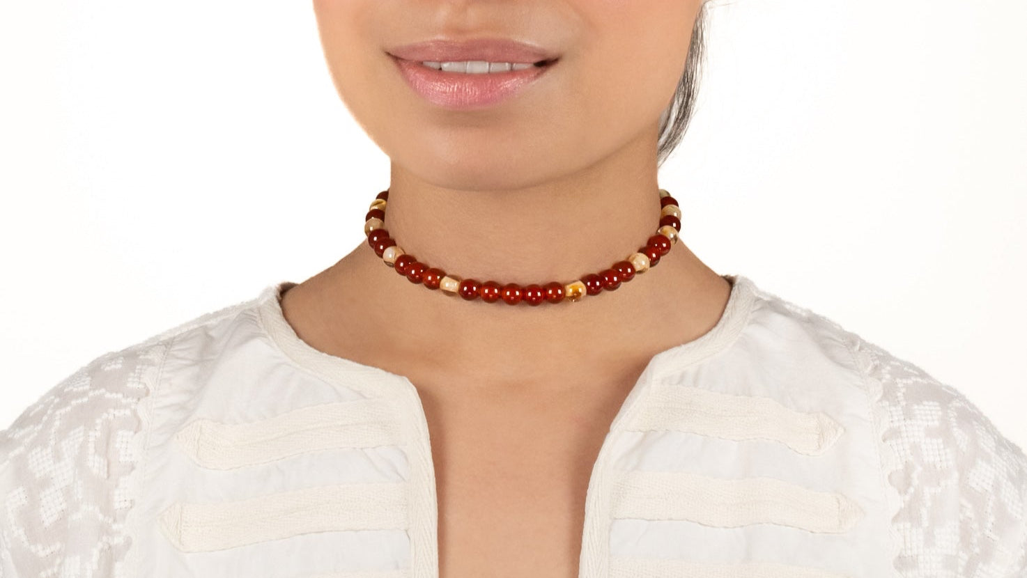 Carnelian and Citrine on Self Tie Gold Kumi Cord