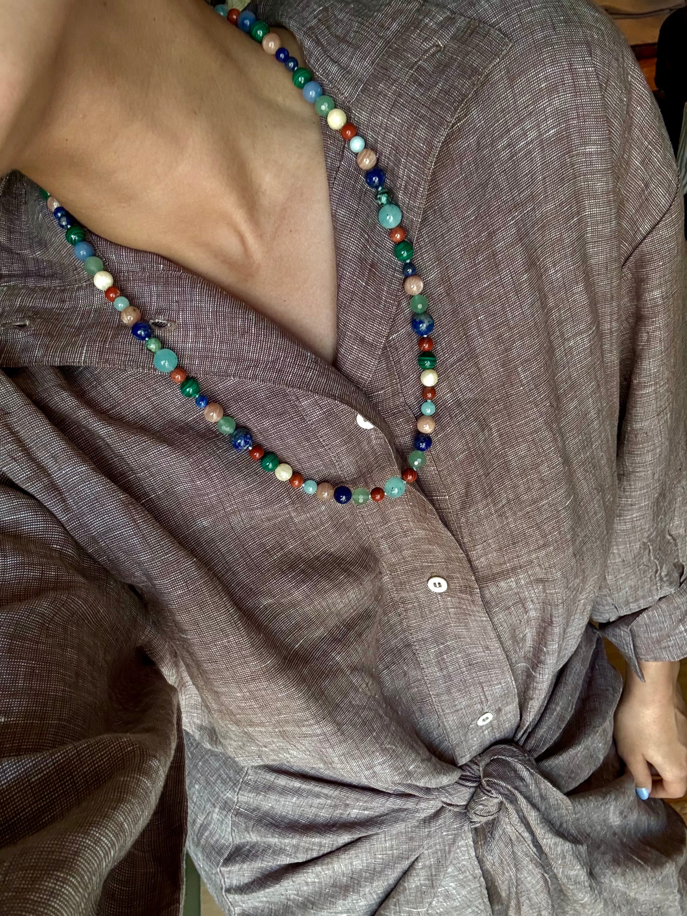 Anouk Necklace in Malachite, Lapis Lazuli, Moonstone and Aventurine