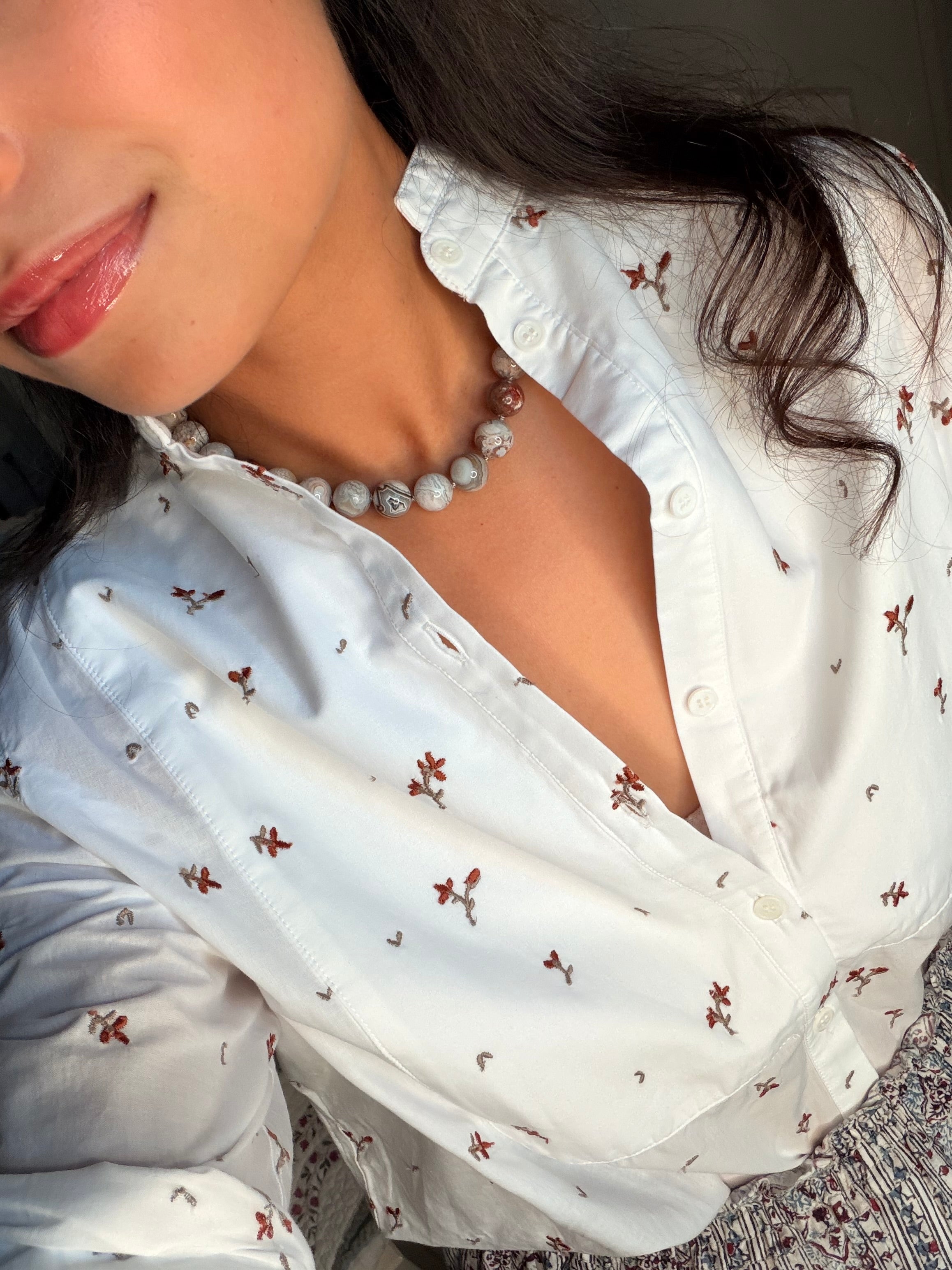 Clemmie Necklace in Lace Agate