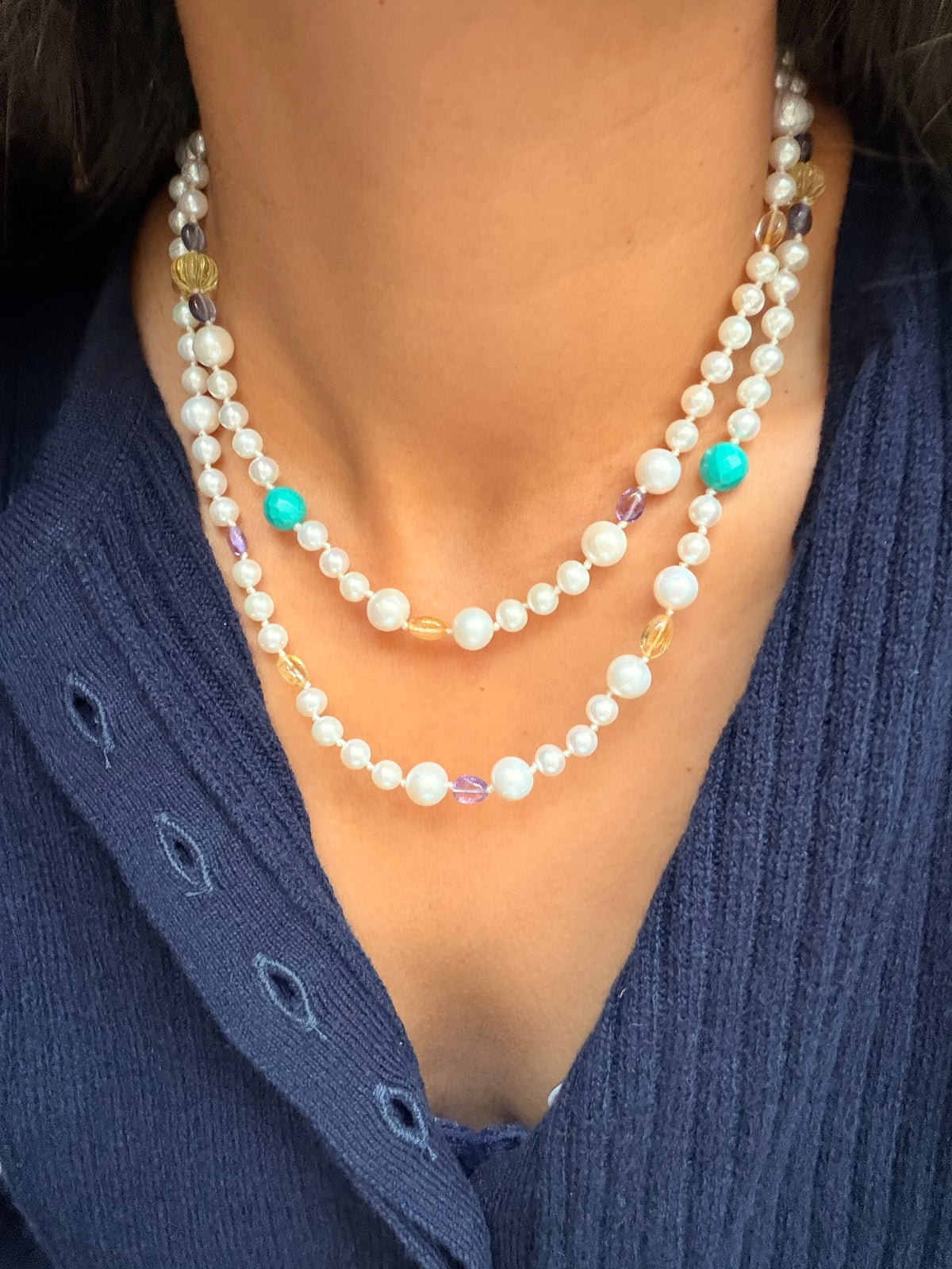 Sibyl Necklace in Pearls and Gemstones