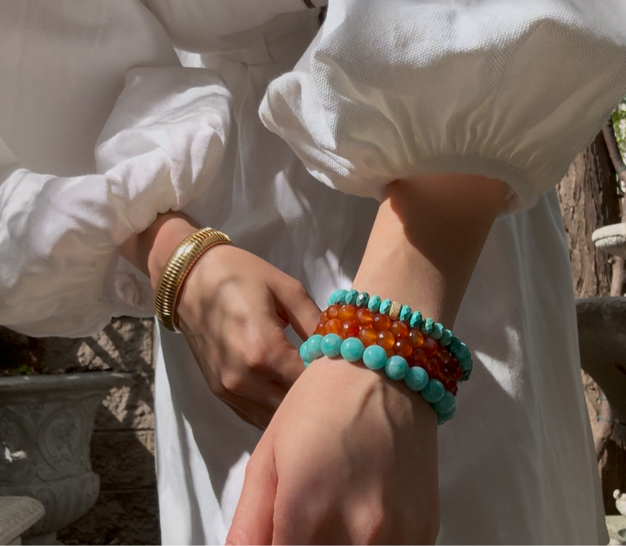Turquoise Rondelle Beaded Stretch Bracelet