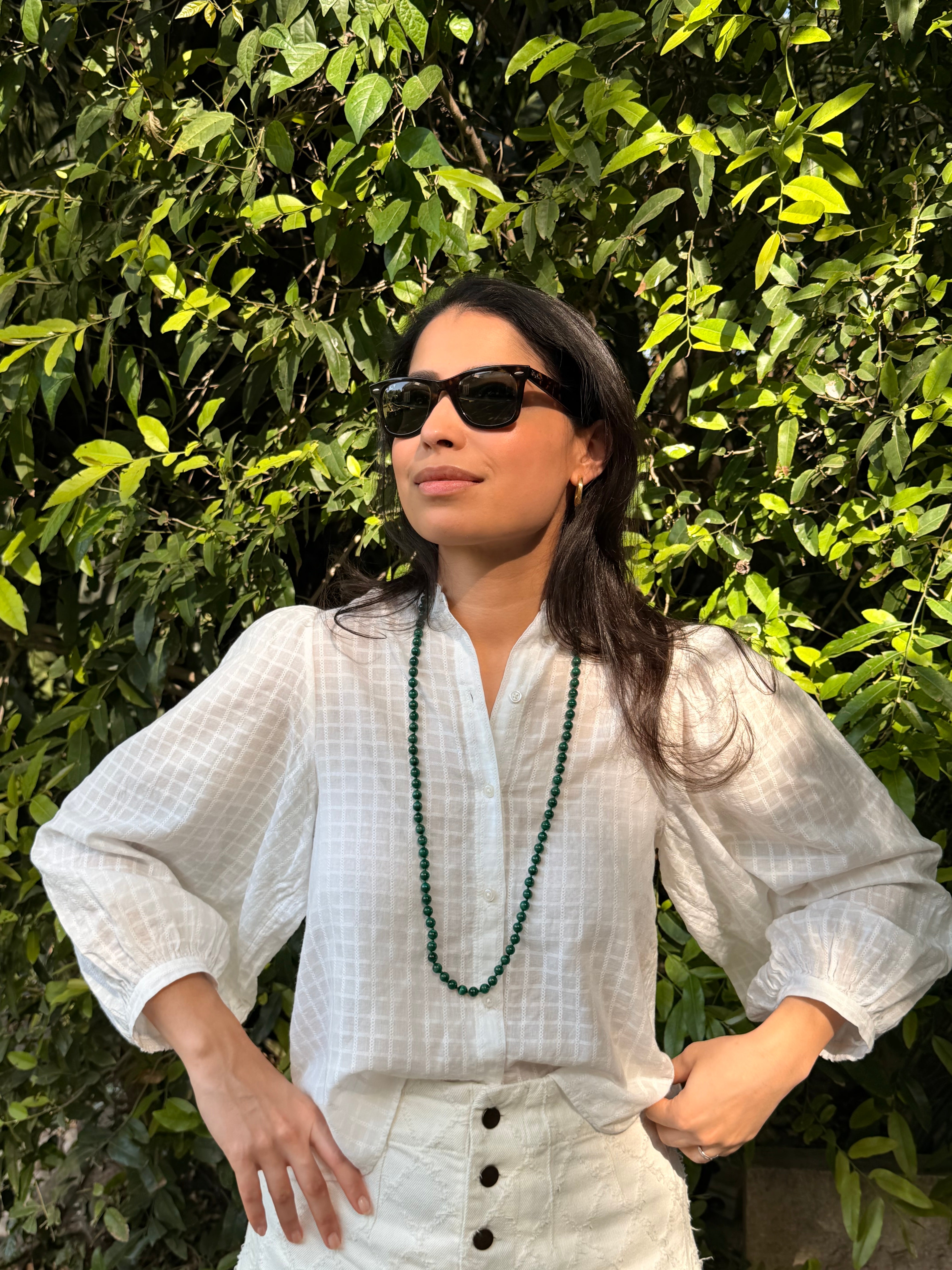 Cyra Long Malachite Necklace