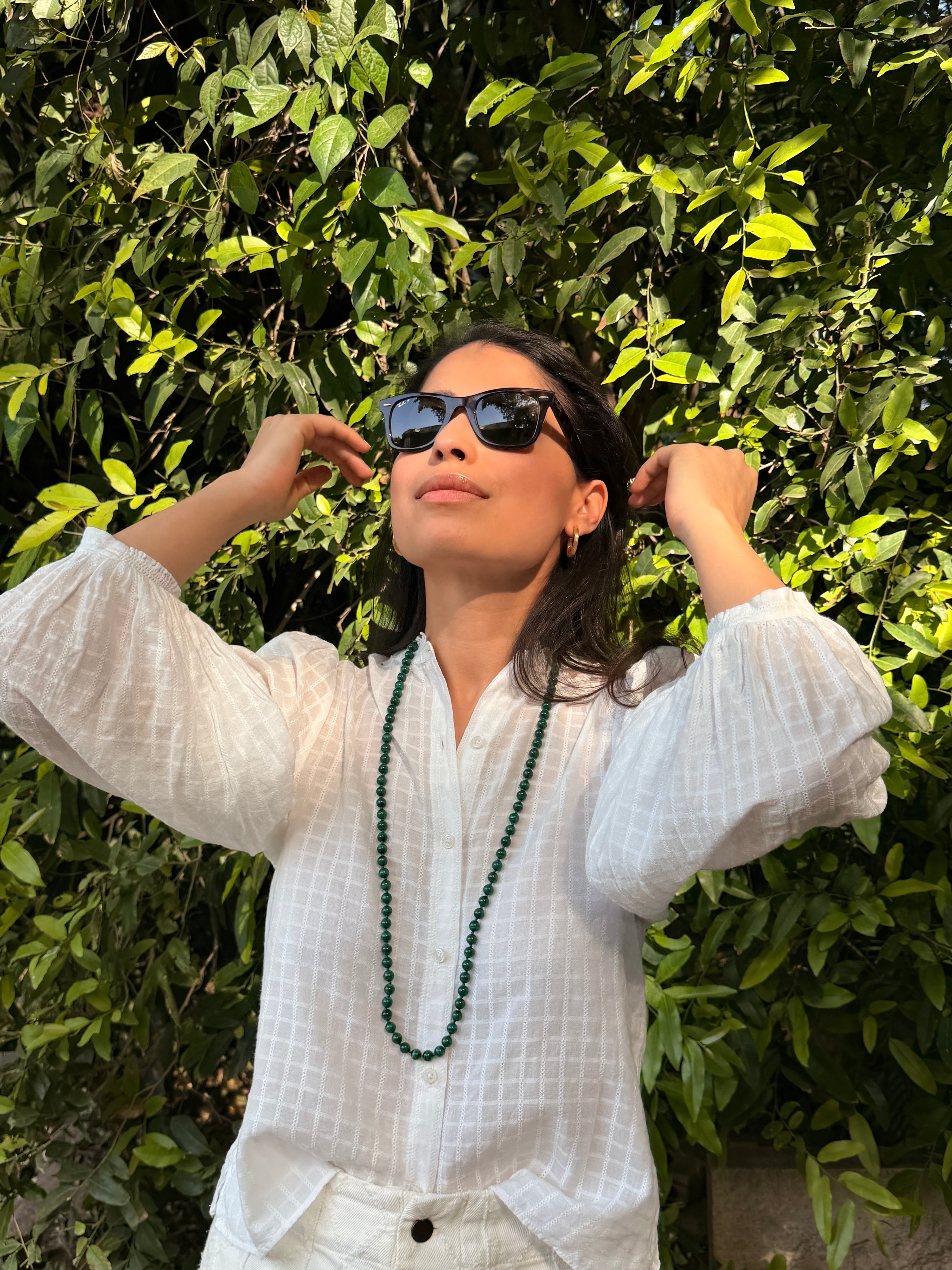 Cyra Long Malachite Necklace
