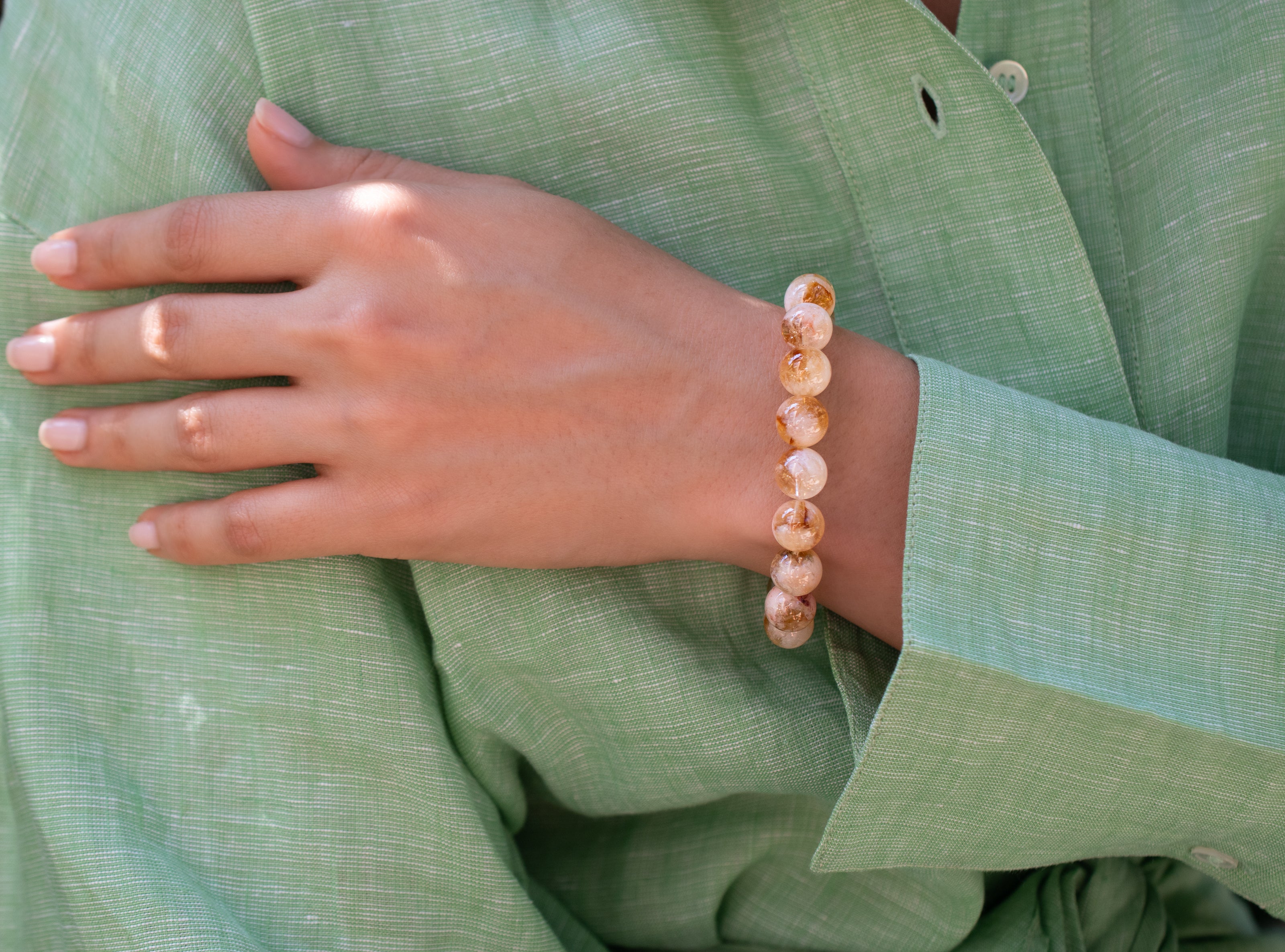 Cloudy Citrine Beaded Stretch Bracelet