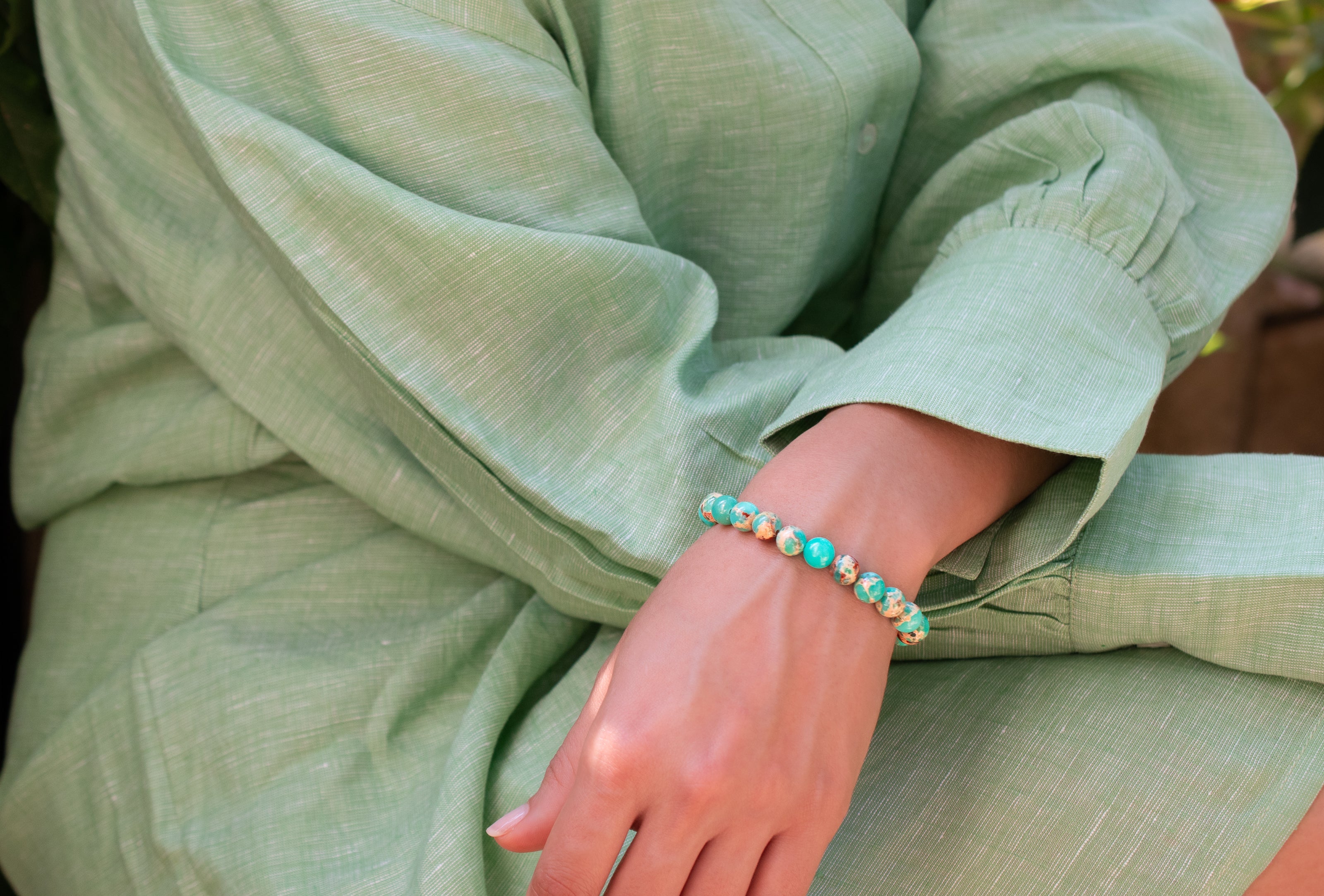 Impression Sea Jasper Beaded Stretch Bracelet