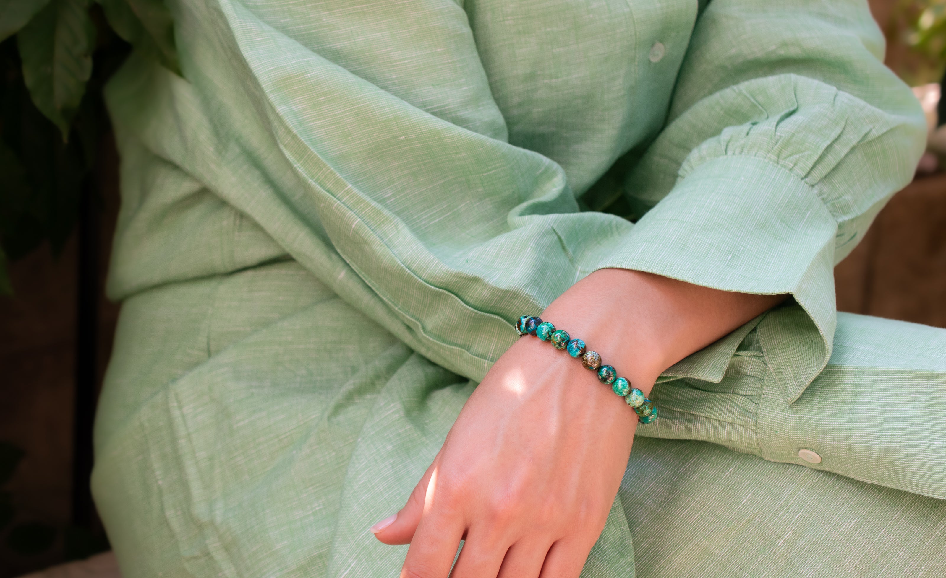 Chrysocolla Beaded Stretch Bracelet