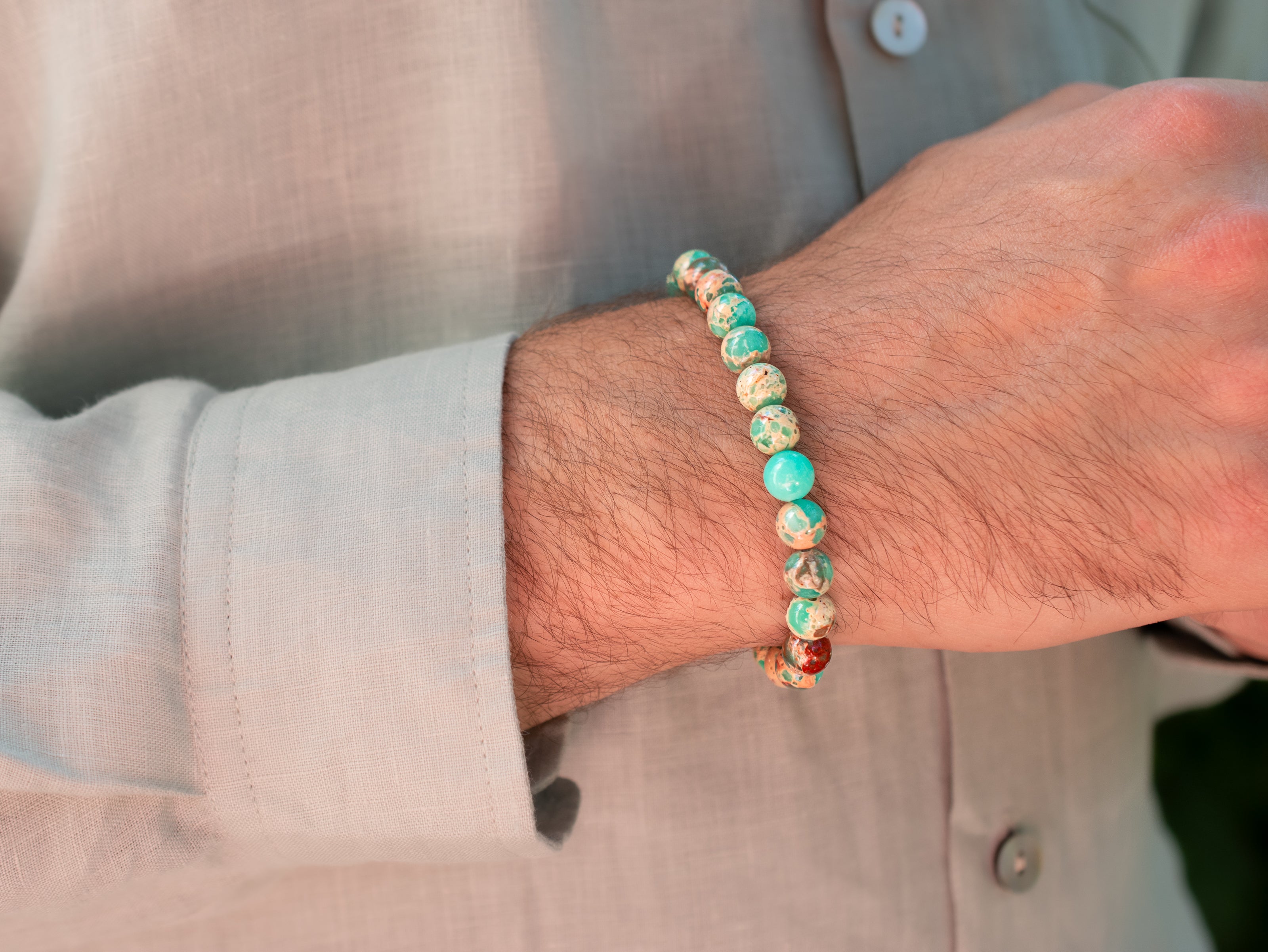 Impression Sea Jasper Beaded Stretch Bracelet