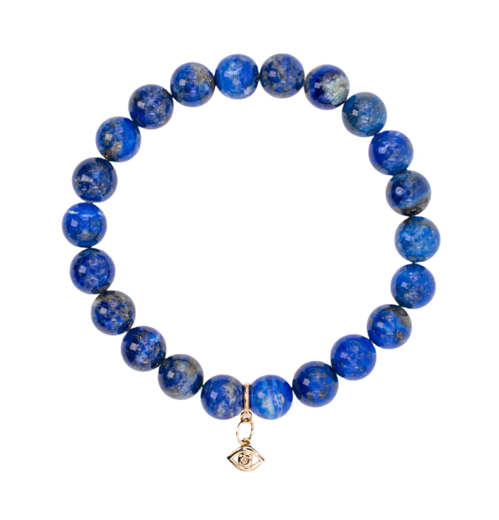 14K Gold and Diamond Evil Eye on Lapis Lazuli