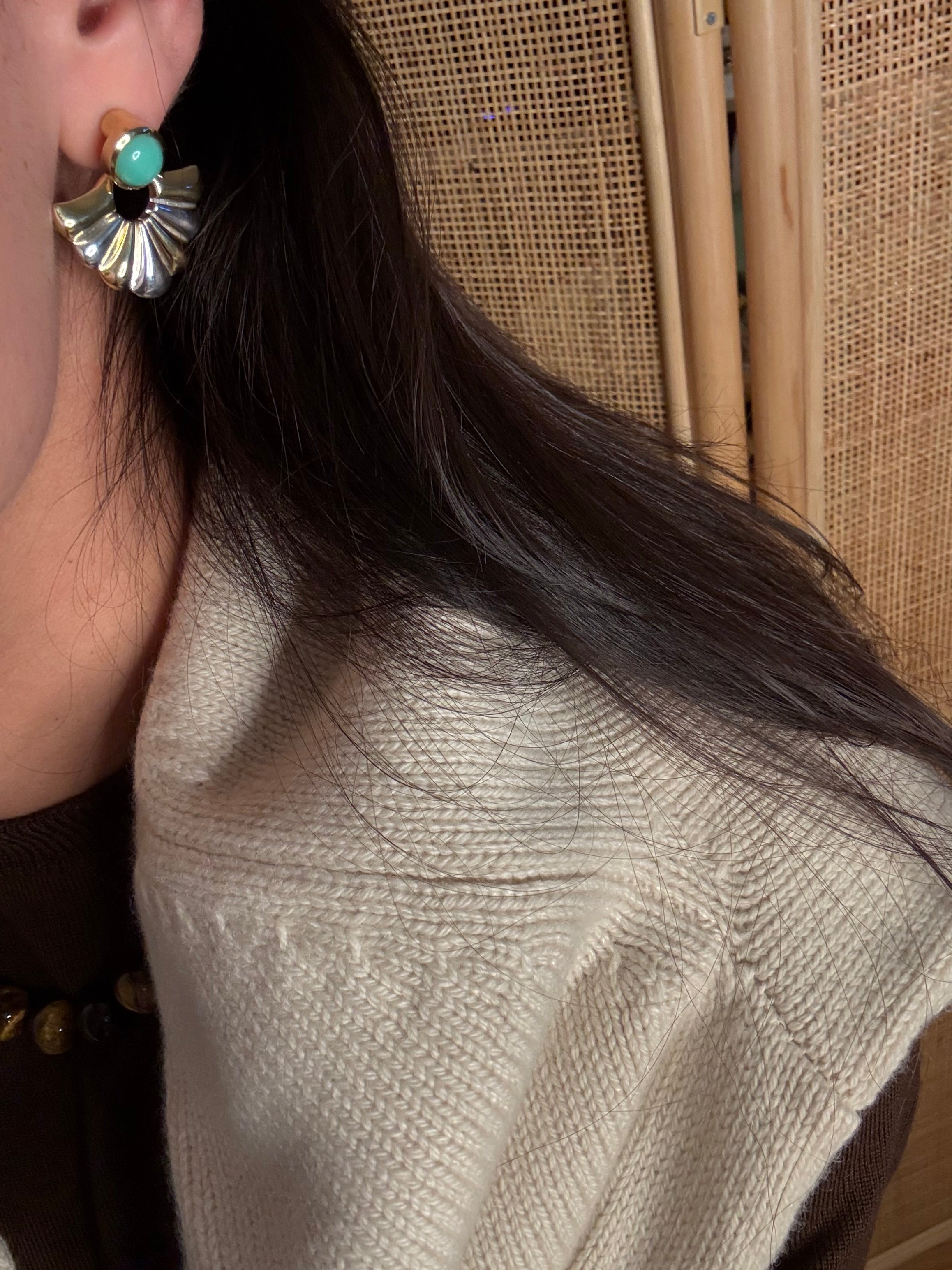 Sonya Earrings in Chrysoprase and Mixed Metal