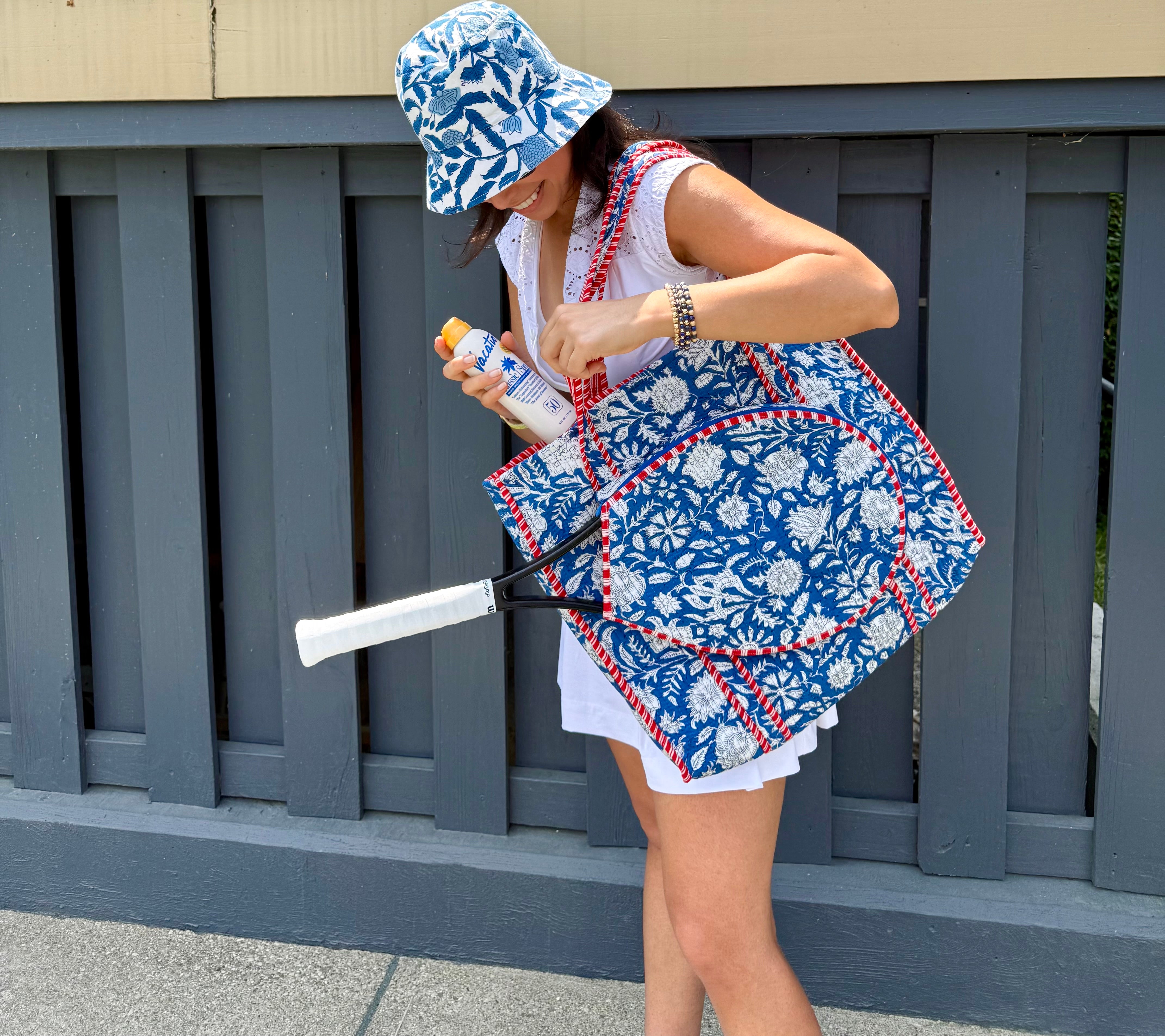 Block Print Racquet Tote 02