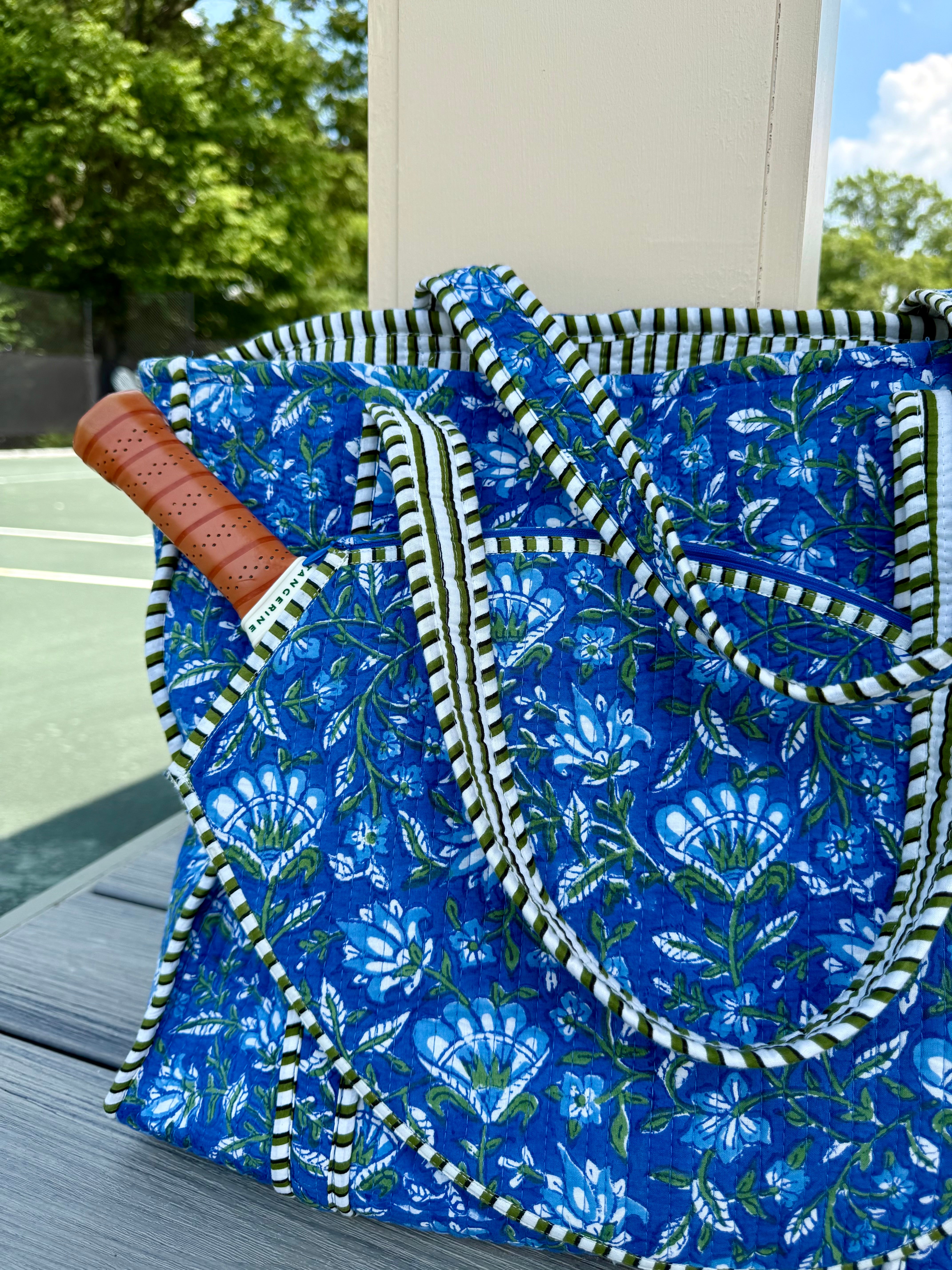 Block Print Racquet Tote 01