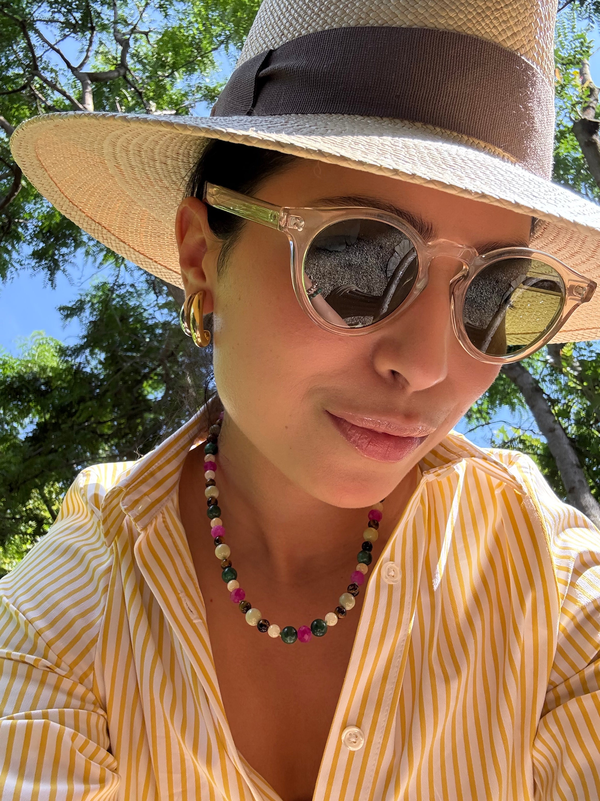 Vivi Necklace in Jade, Tiger's Eye and Jasper