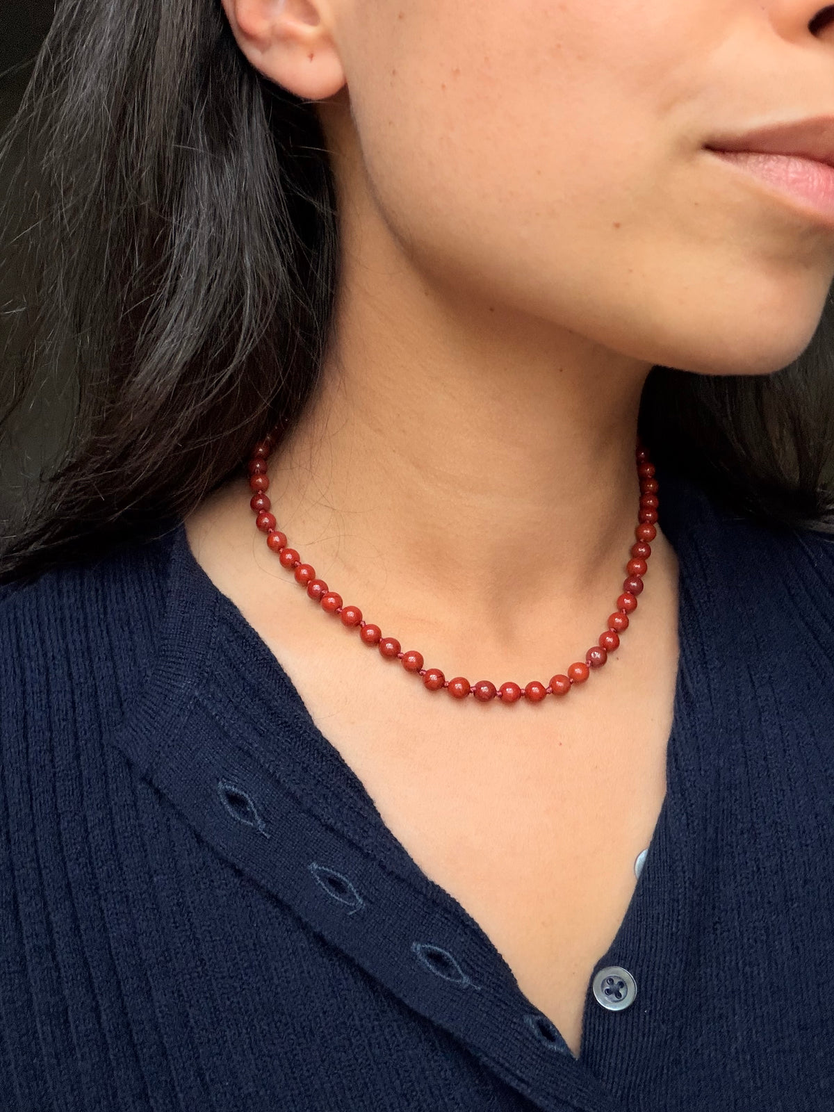 Louie Necklace in Red Jasper