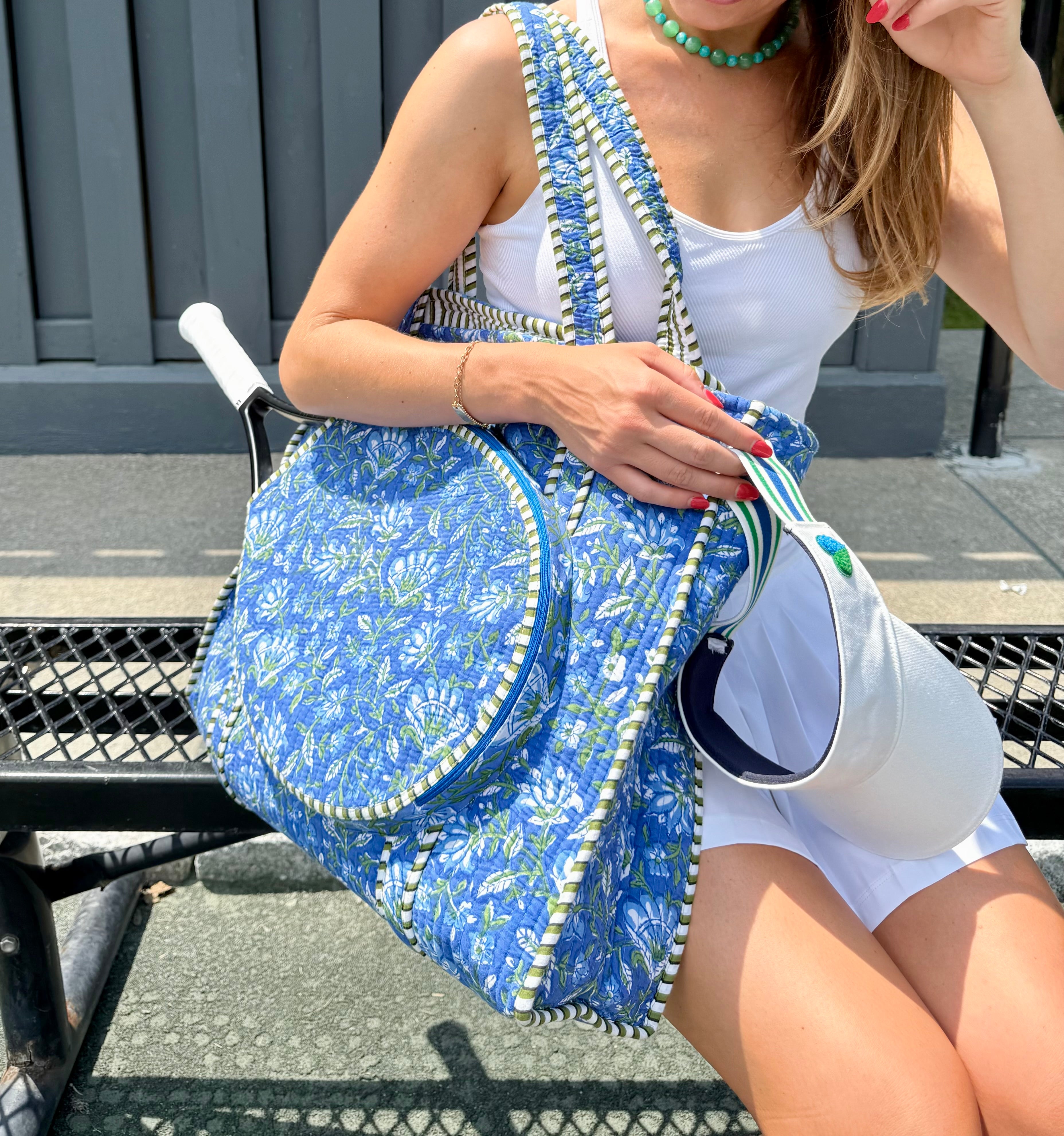 Block Print Racquet Tote 01