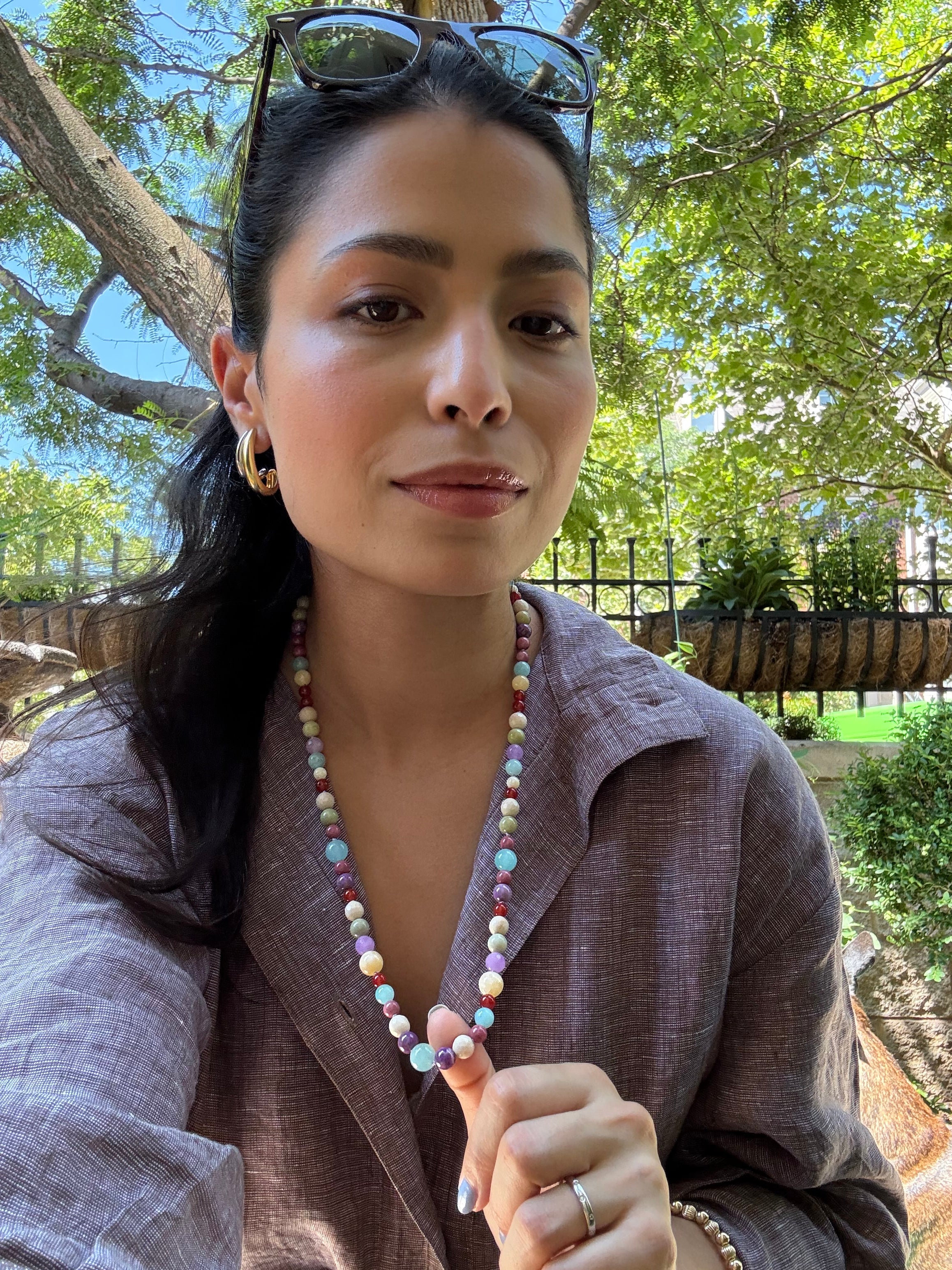 Ambrosia Necklace in Amazonite, Carnelian, and Jade