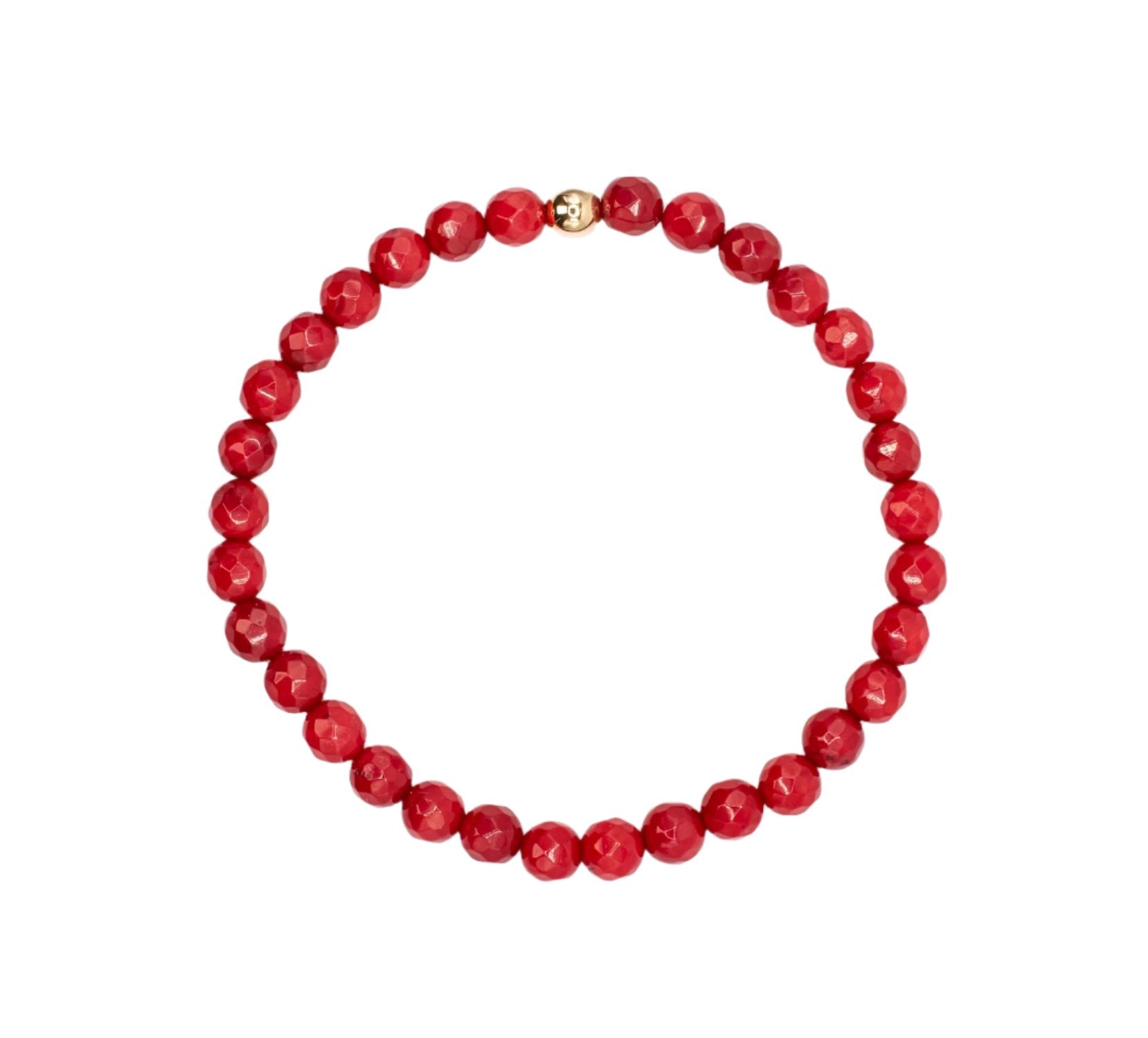Red Coral Beaded Stretch Bracelet