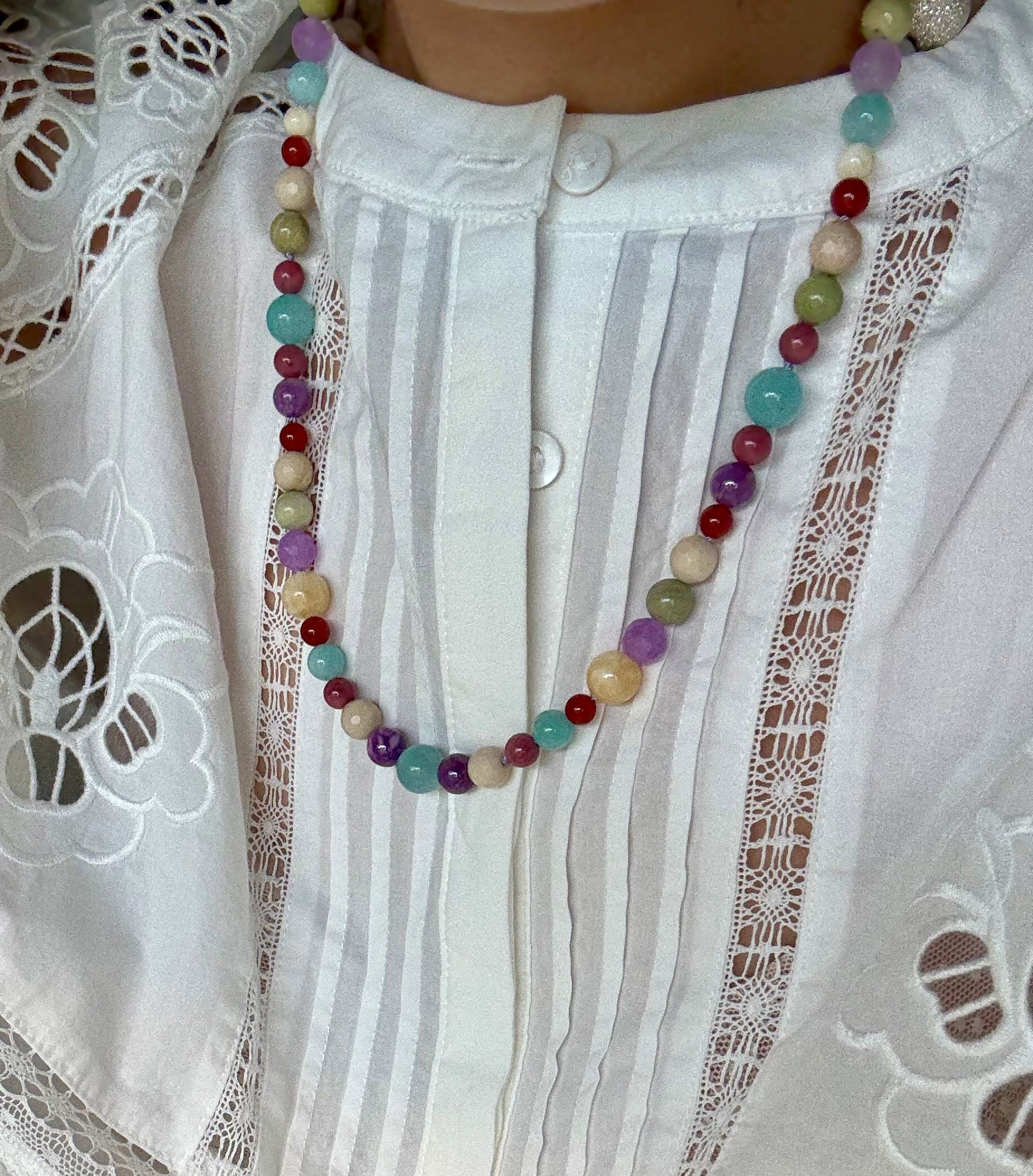 Ambrosia Necklace in Amazonite, Carnelian, and Jade