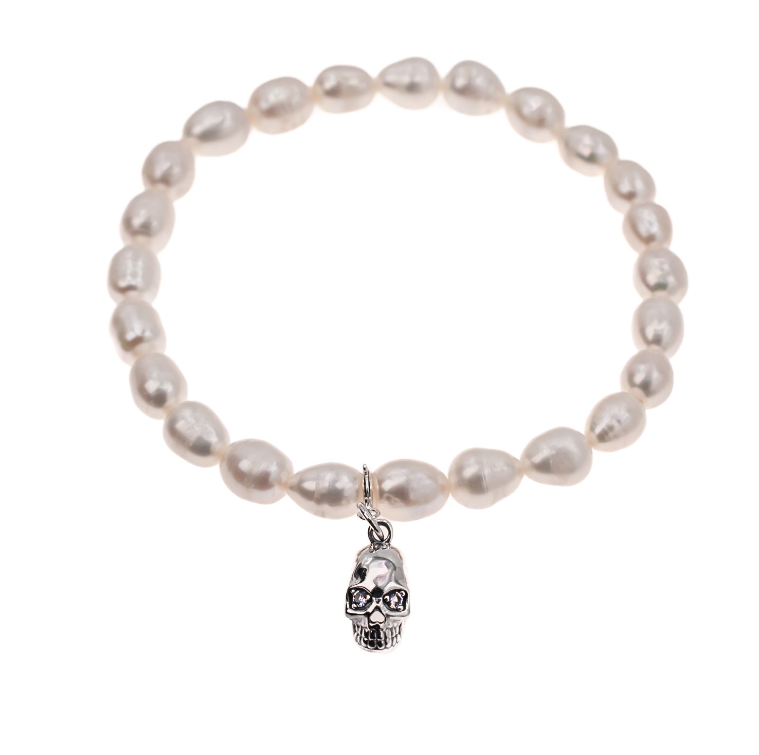 Sterling Silver Skull on Freshwater Pearls