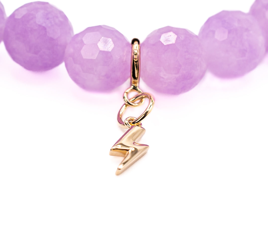 14K Gold Lightning Bolt on Lavender Jade