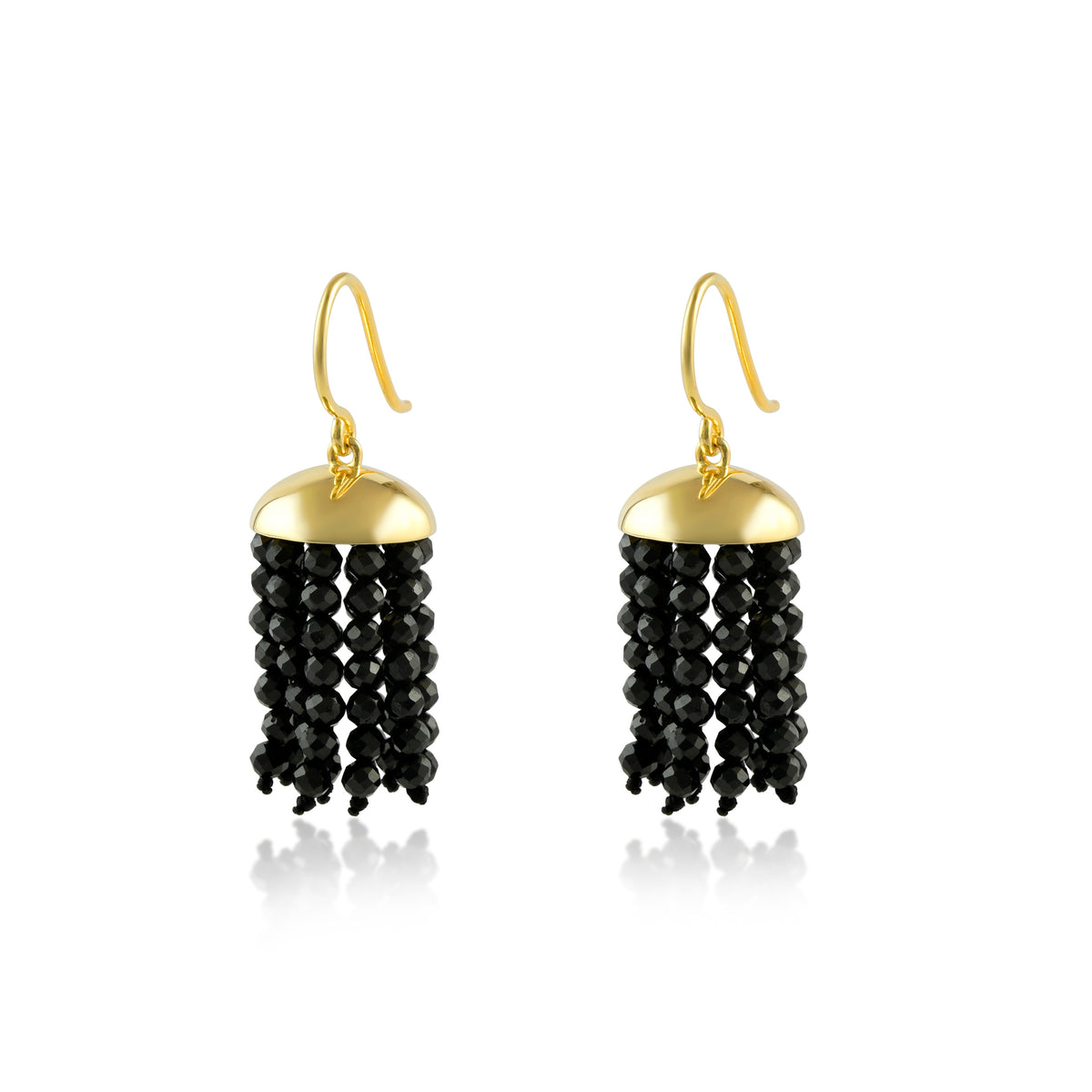Hydra Tassel Earrings in Faceted Black Onyx