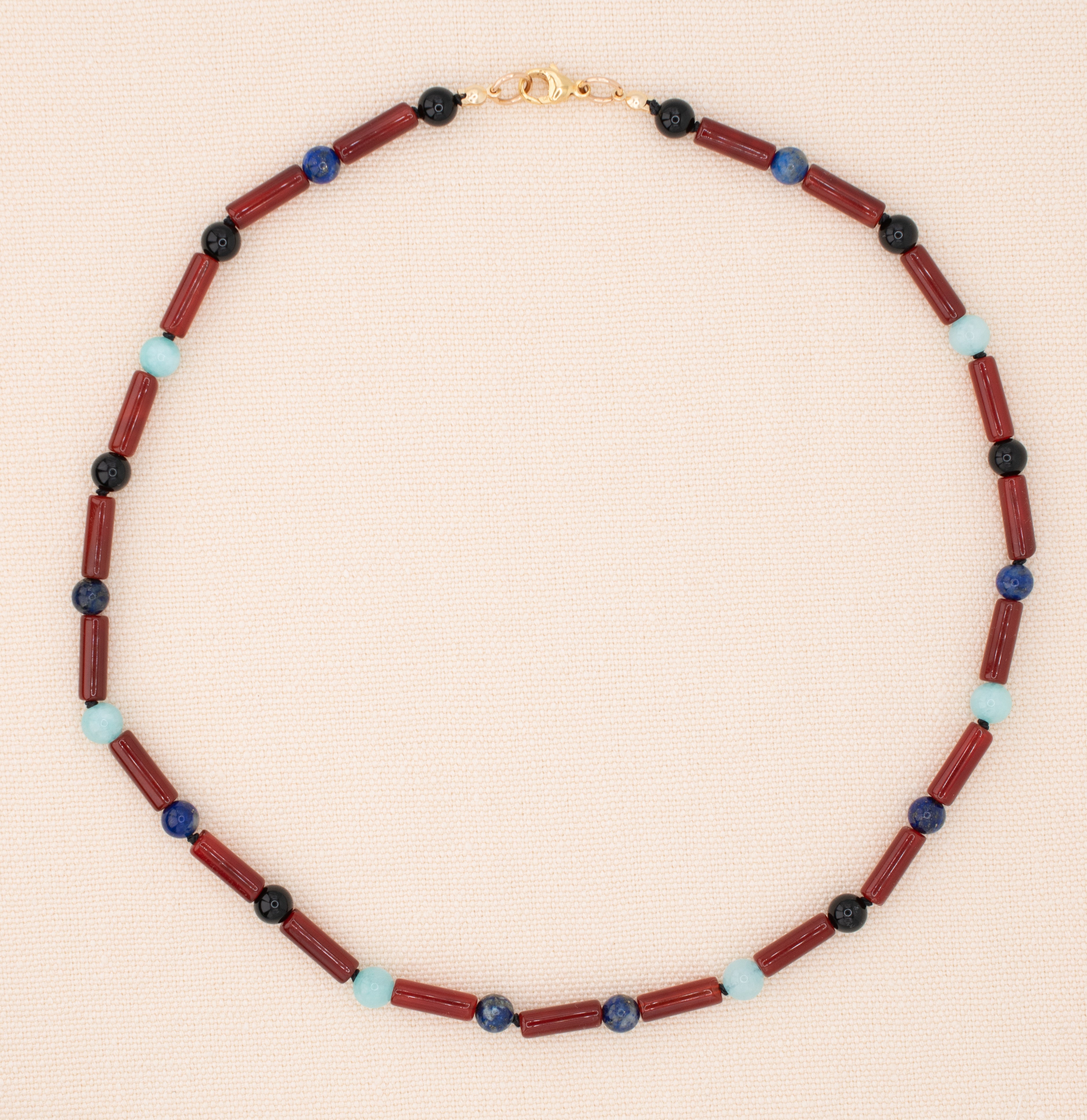 Dorian Necklace in Carnelian and Lapis Lazuli