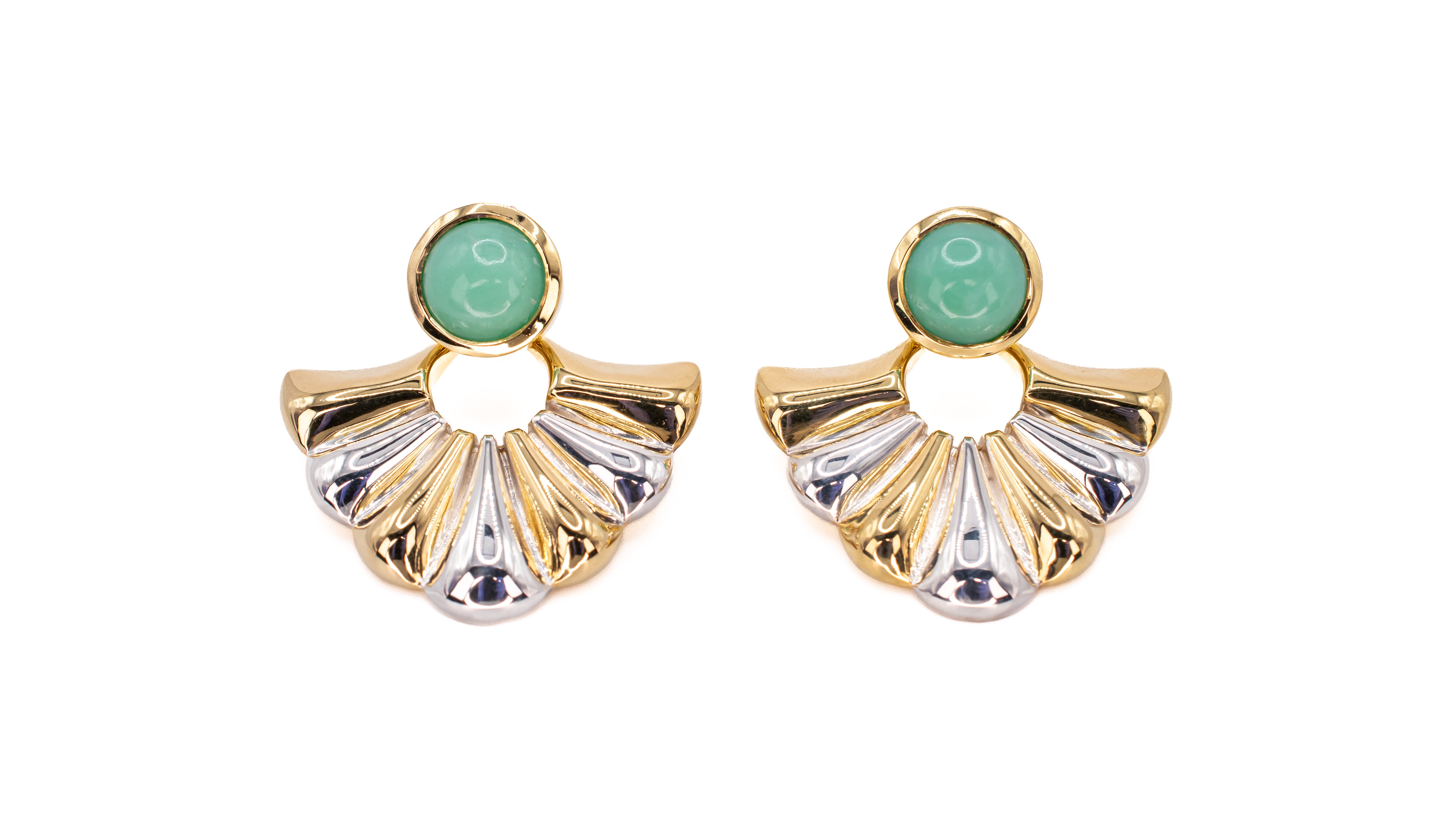 Sonya Earrings in Chrysoprase and Mixed Metal