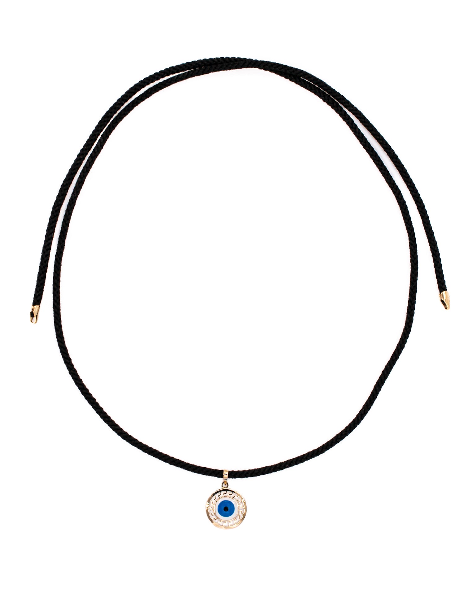 14K Gold and Enamel Evil Eye on Black Kumi Cord Necklace