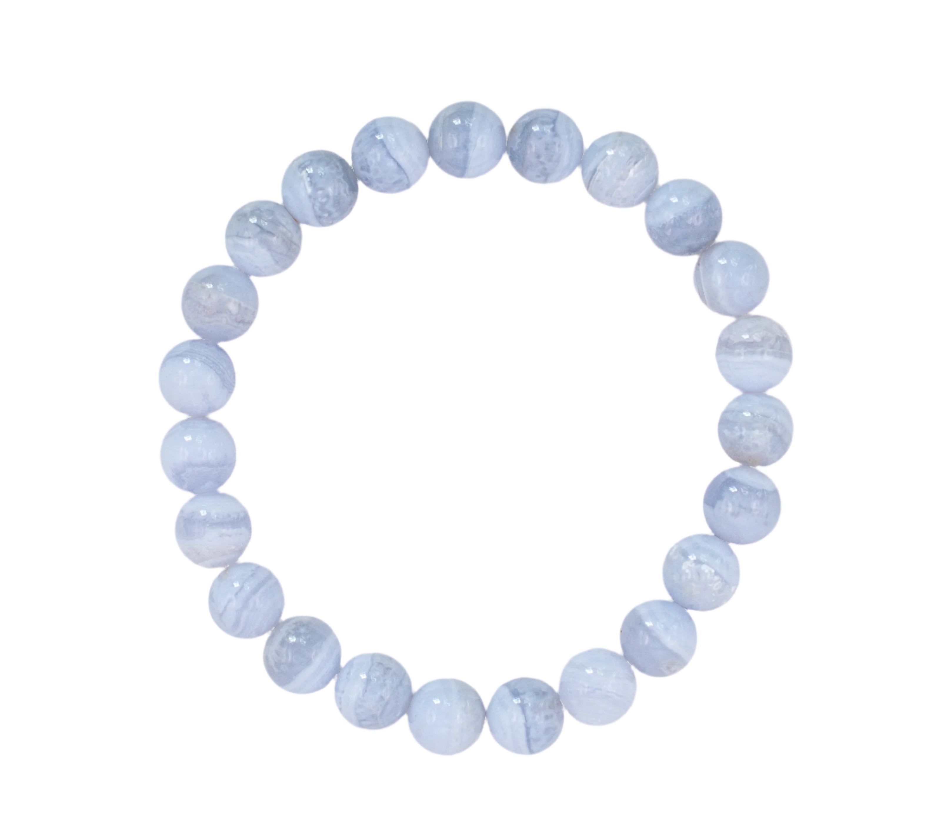 Seafoam Blue Lace Agate Beaded Stretch Bracelet