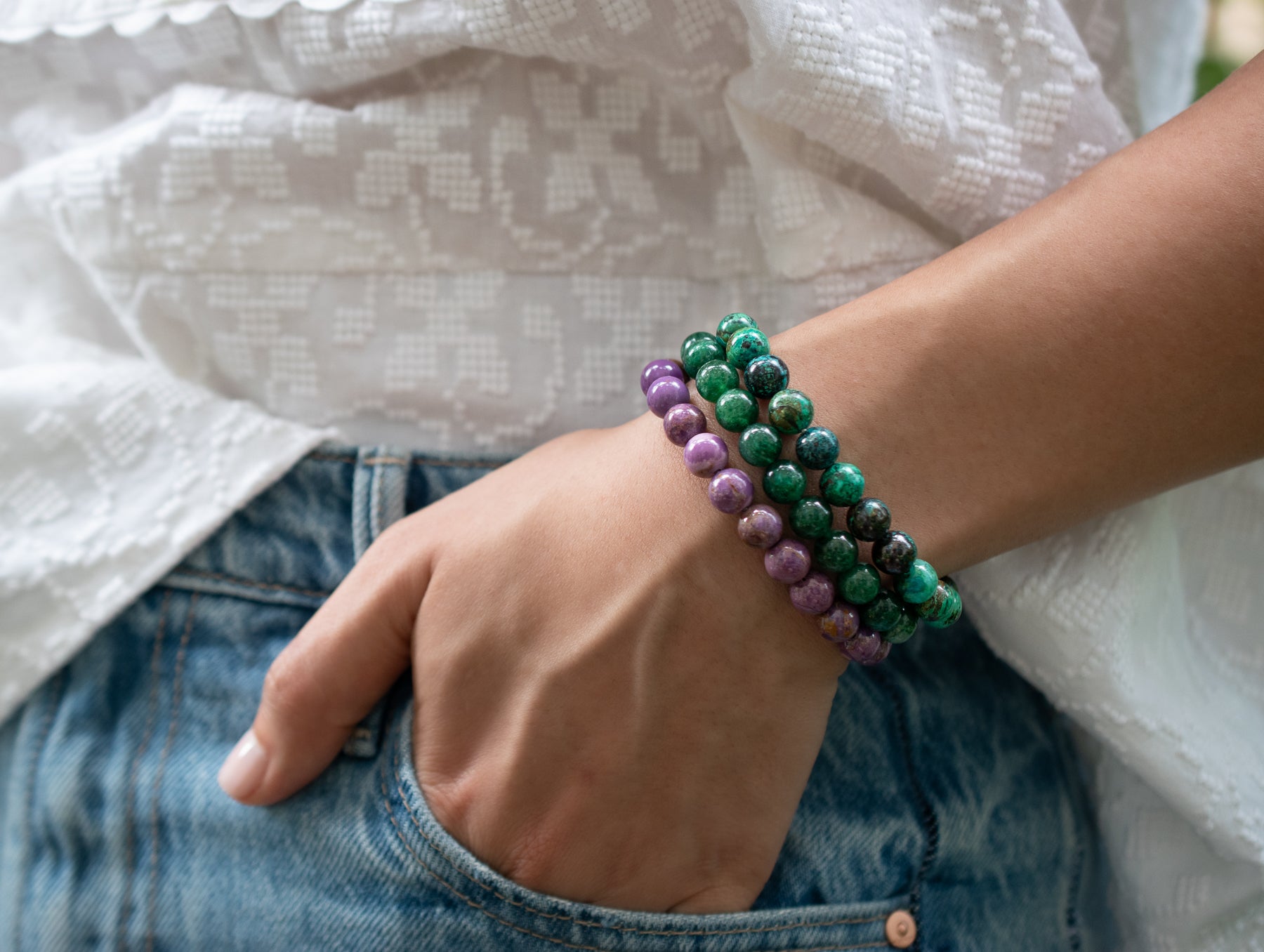 Muscovite Beaded Stretch Bracelet