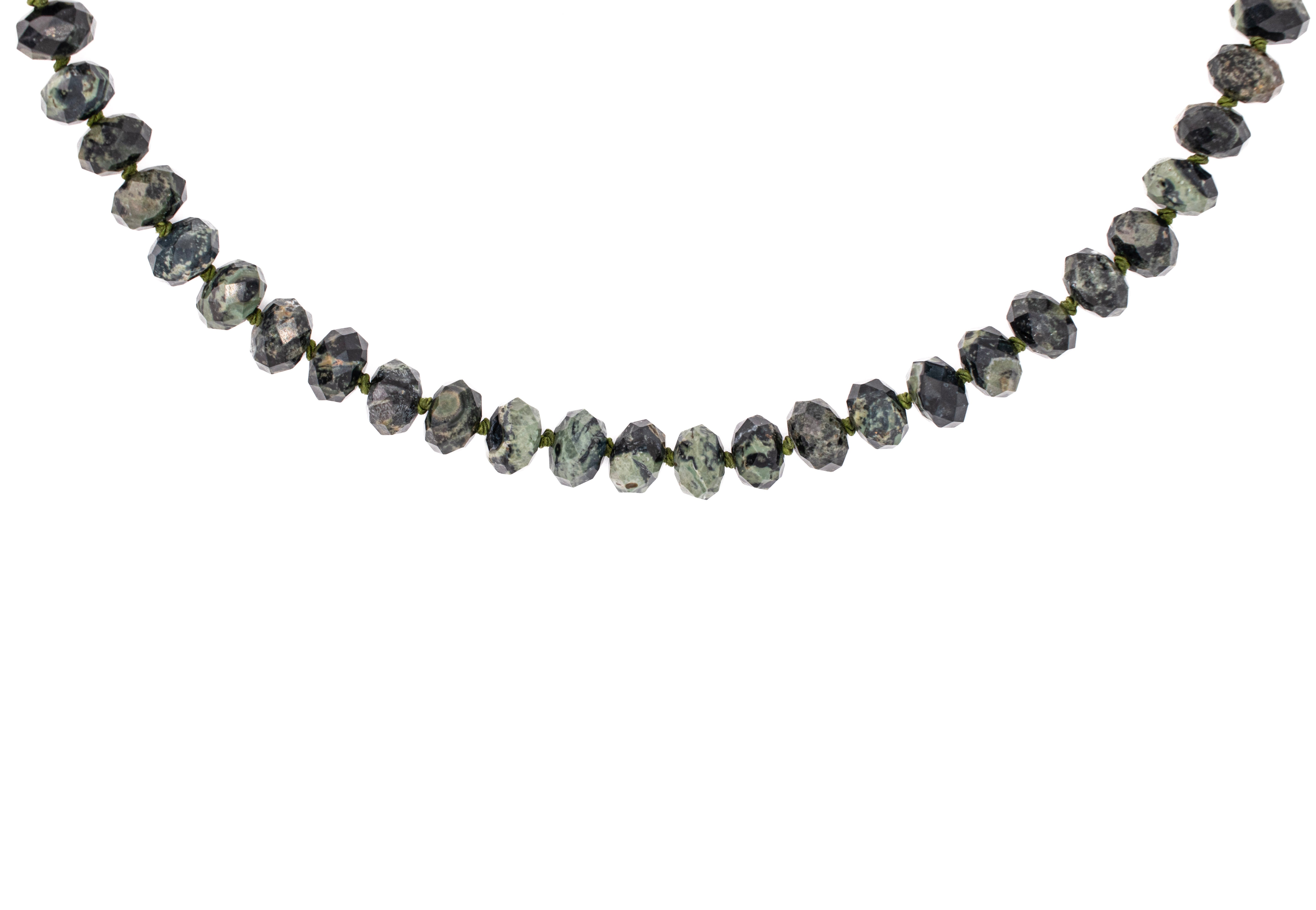 Sloane Necklace in Faceted Green Jasper