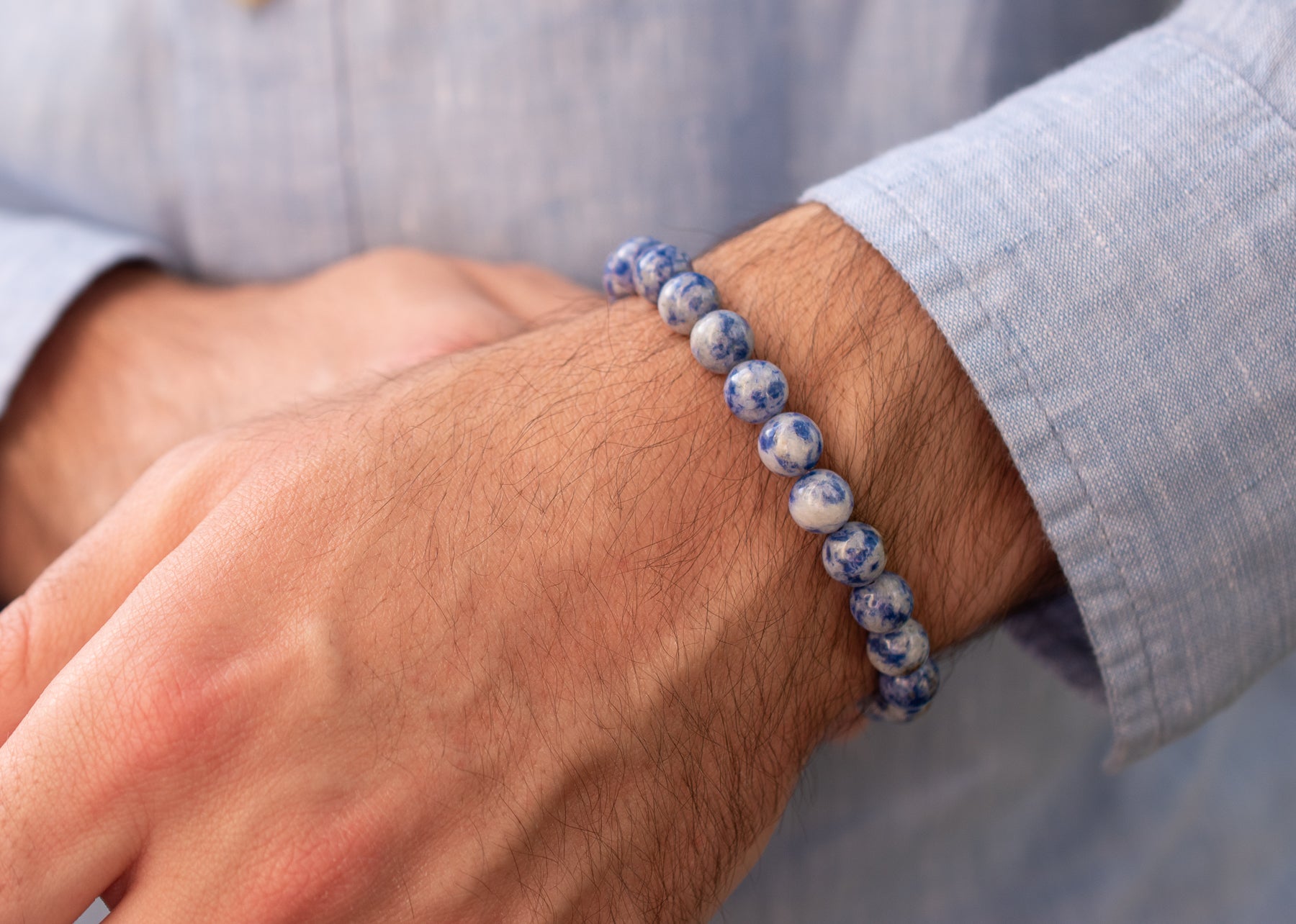 Snowflake Sodalite Beaded Stretch Bracelet