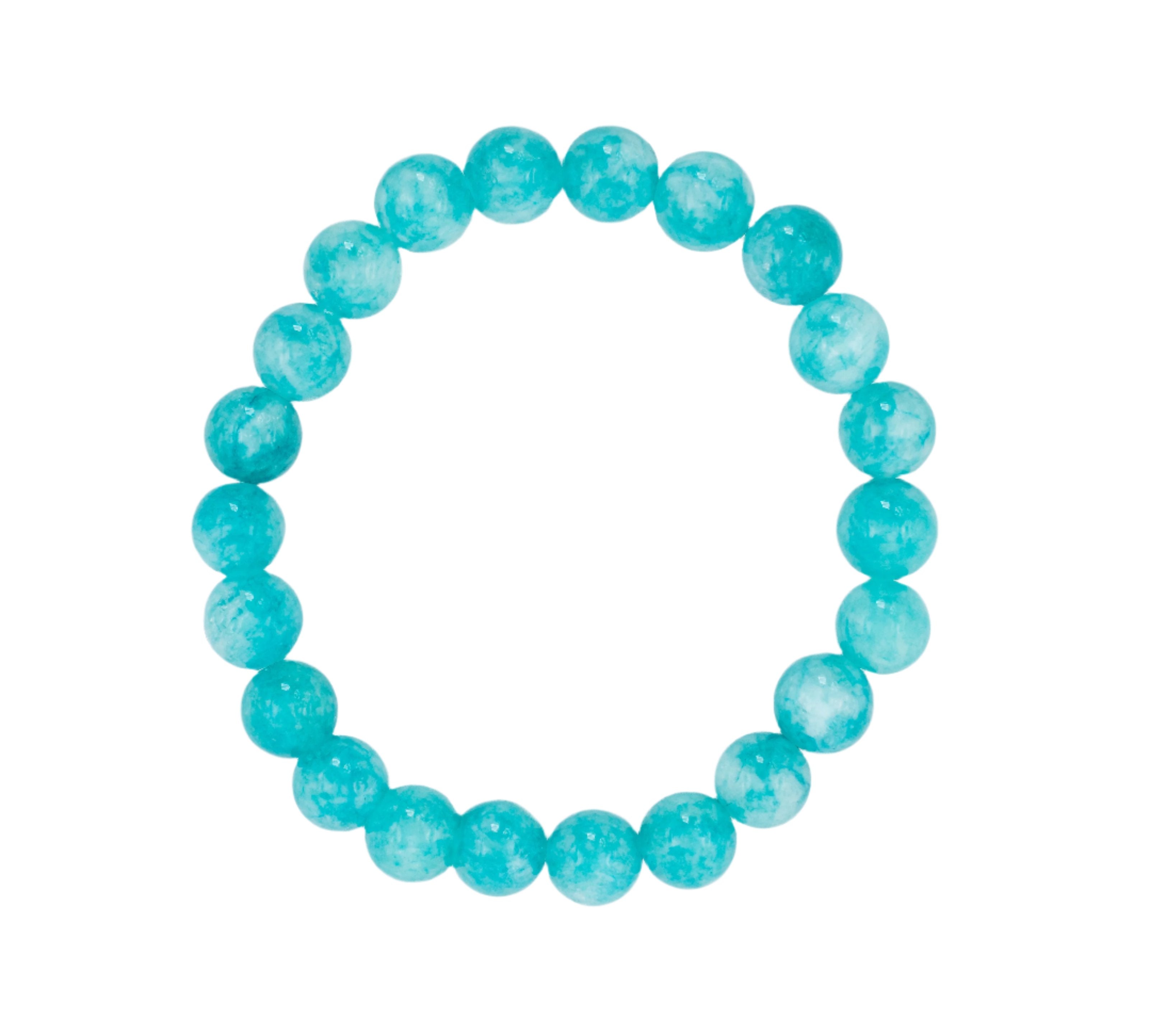 Luminous Blue Amazonite Beaded Stretch Bracelet
