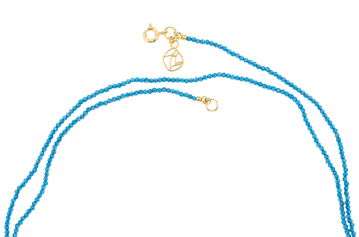 Long Tinka Tiny Gem Necklace in Blue Apatite