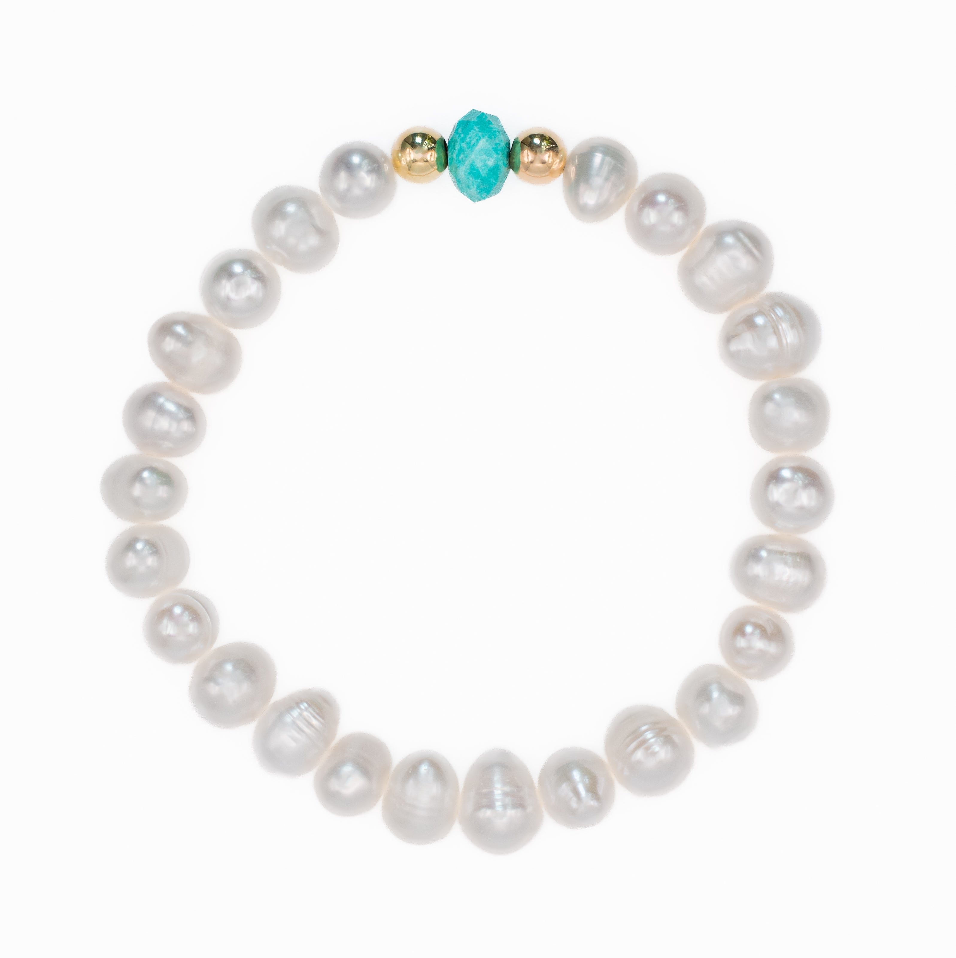 Freshwater Pearl and Turquoise Stretch Bracelet