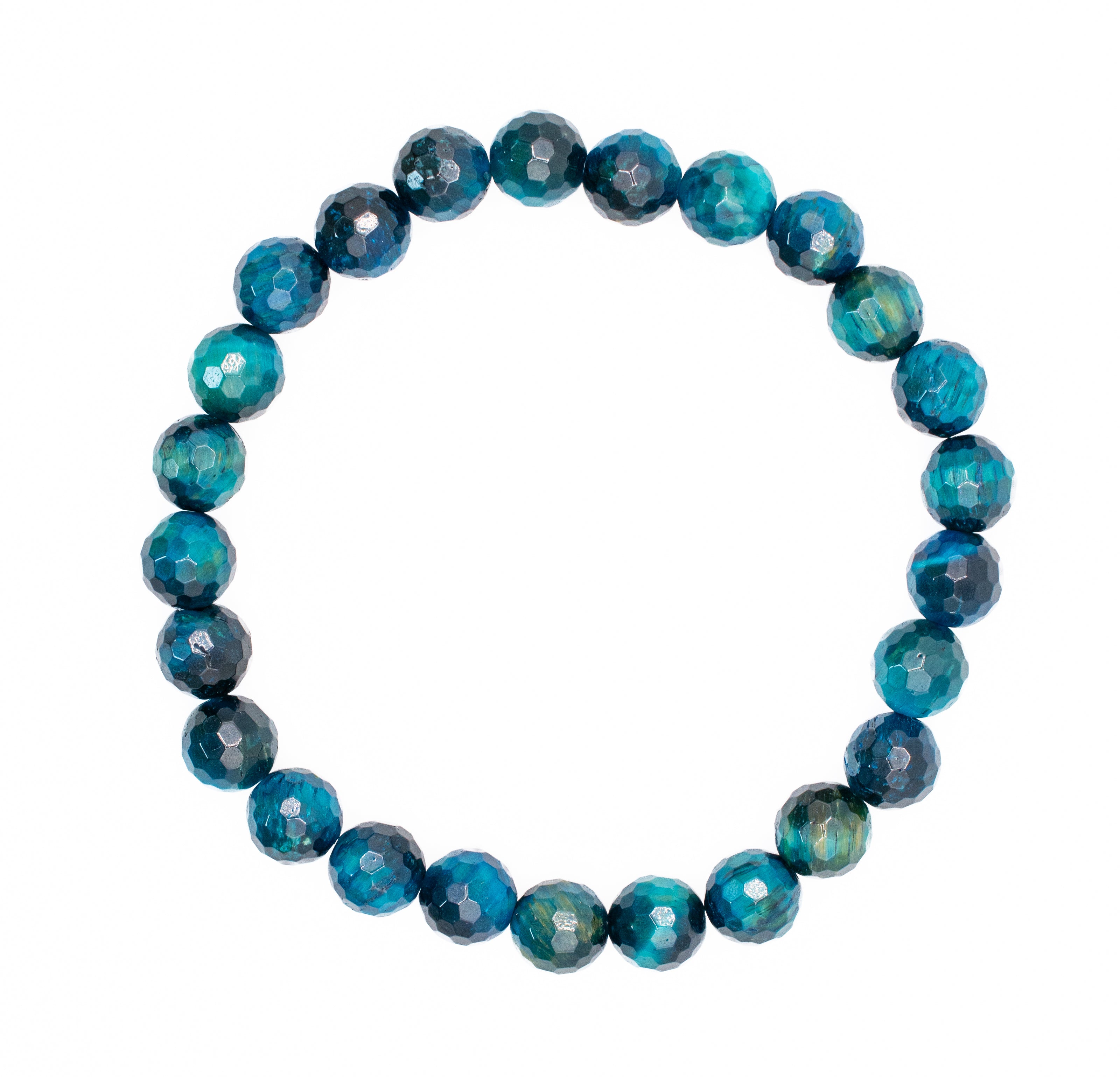 Sparkly Blue Tigers Eye Beaded Stretch Bracelet