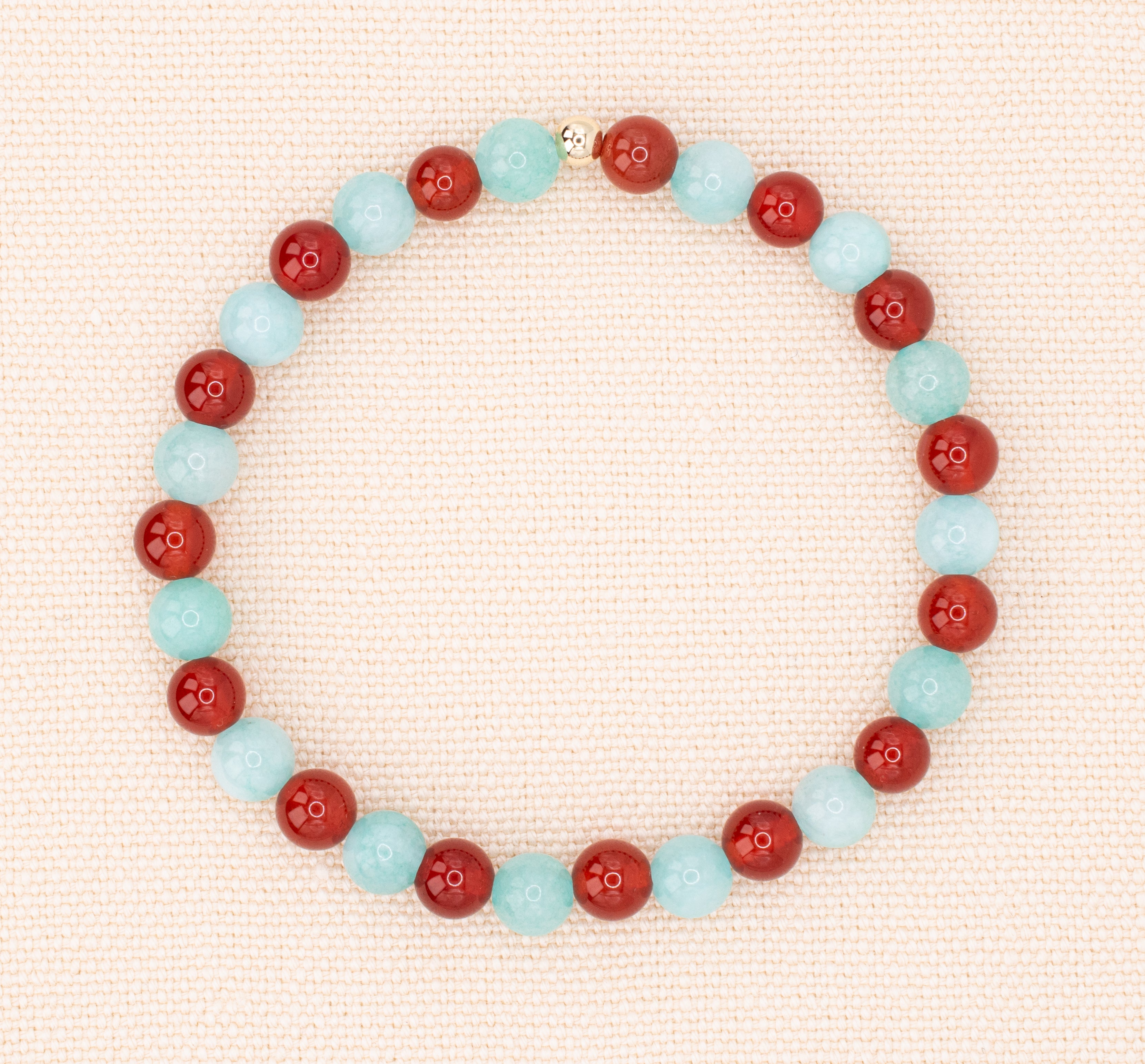 Red Carnelian and Amazonite Beaded Stretch Bracelet