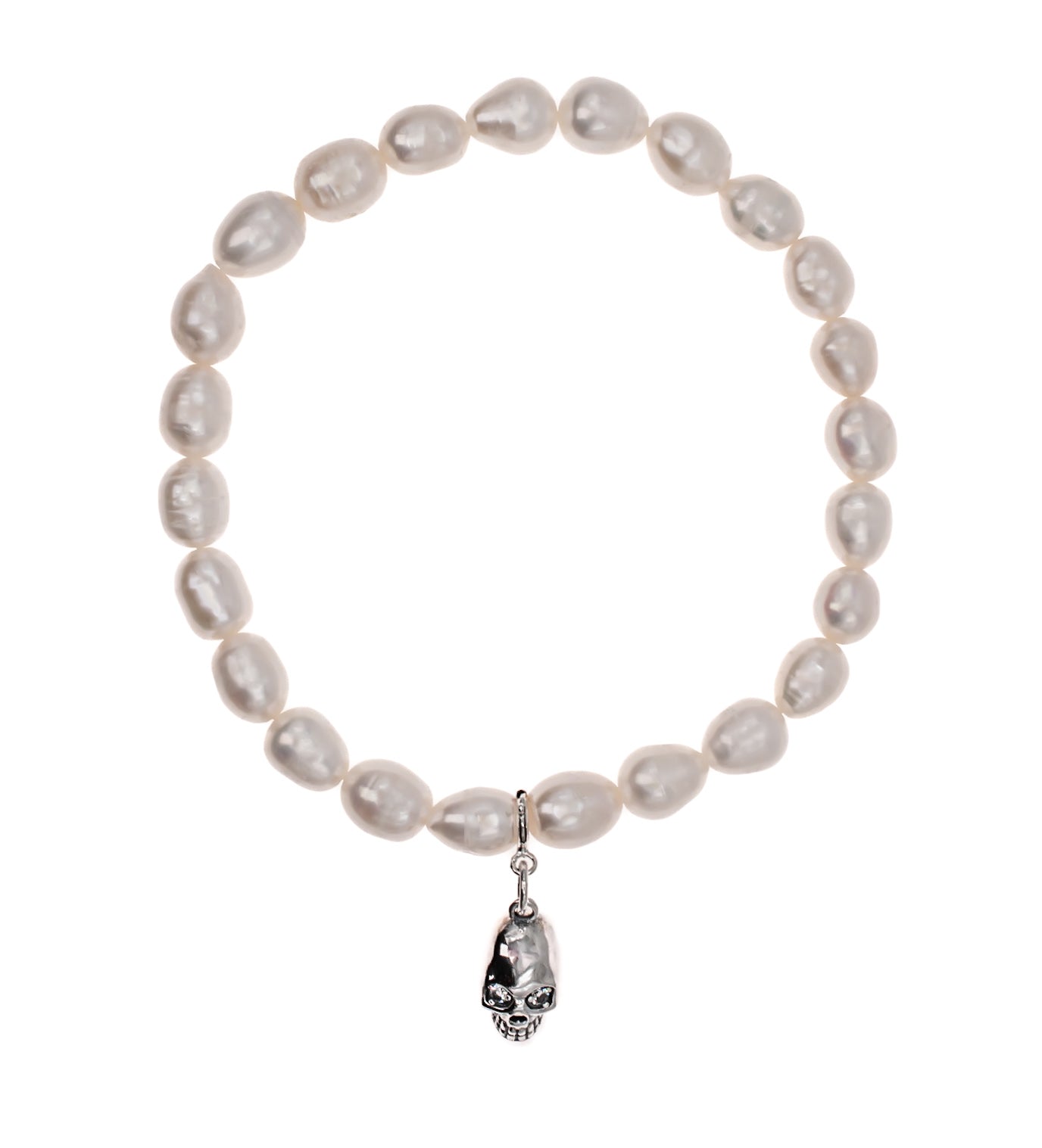 Sterling Silver Skull on Freshwater Pearls